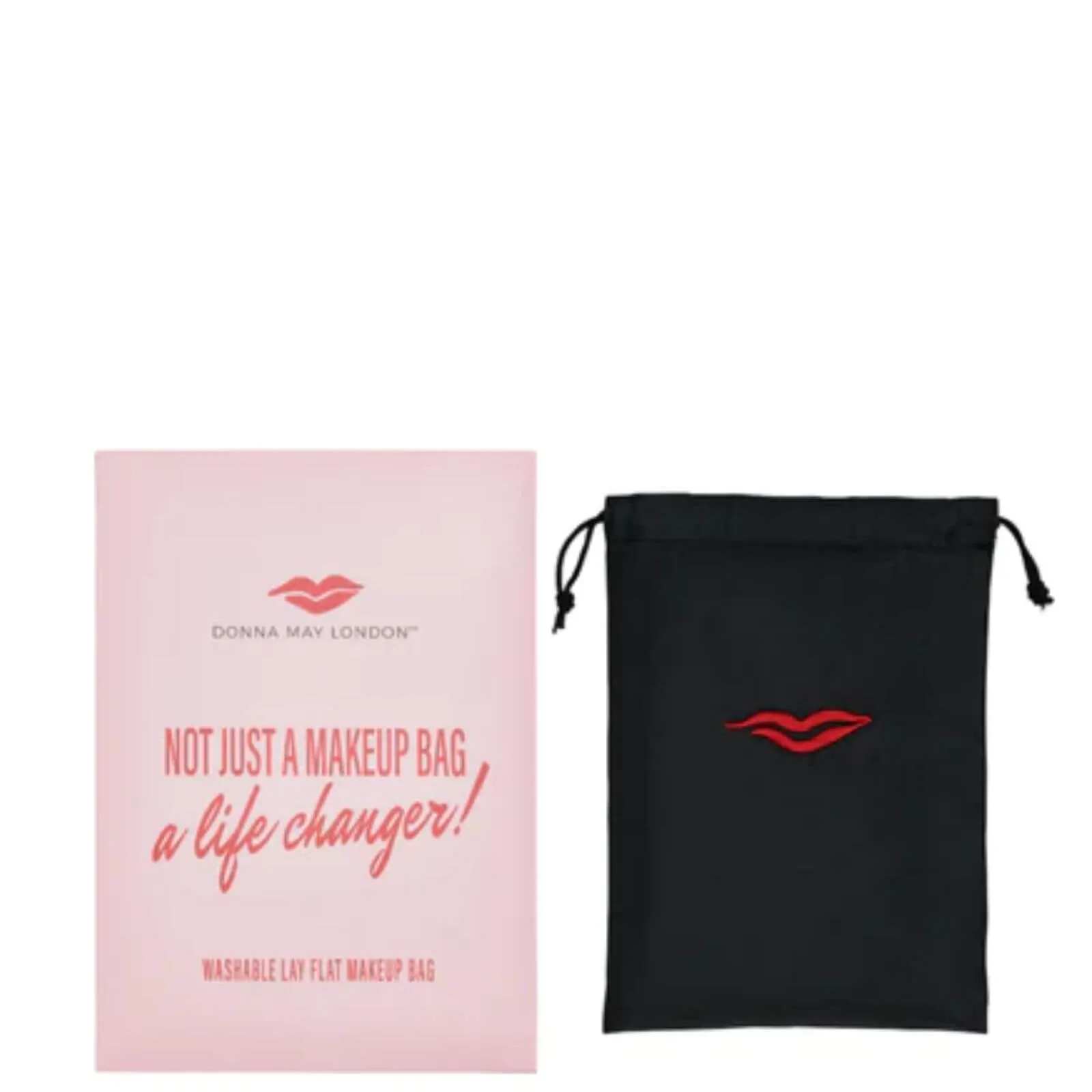 Donna May Drawstring Makeup Bag - Black