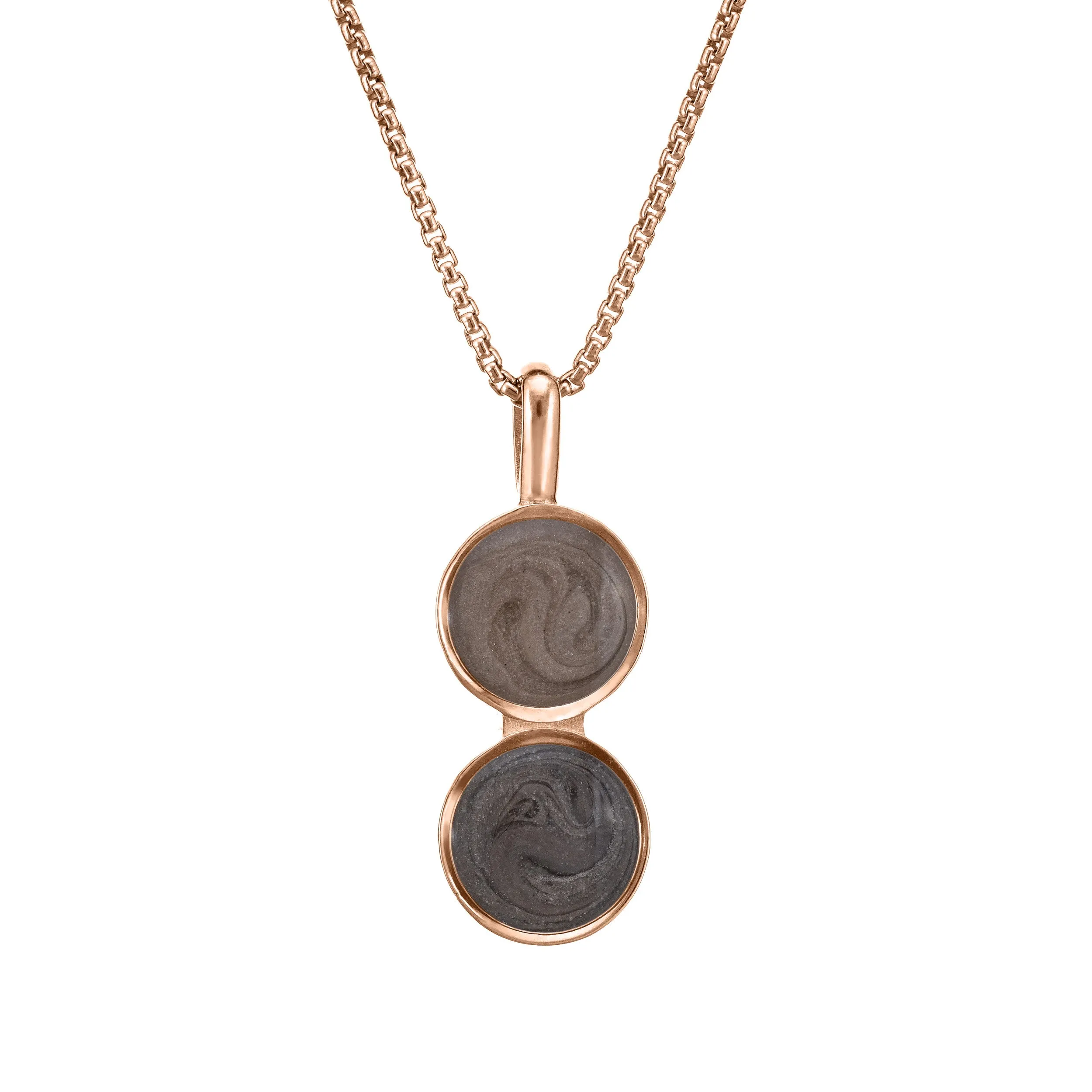 Double Circle Setting Cremation Necklace in 14K Rose Gold