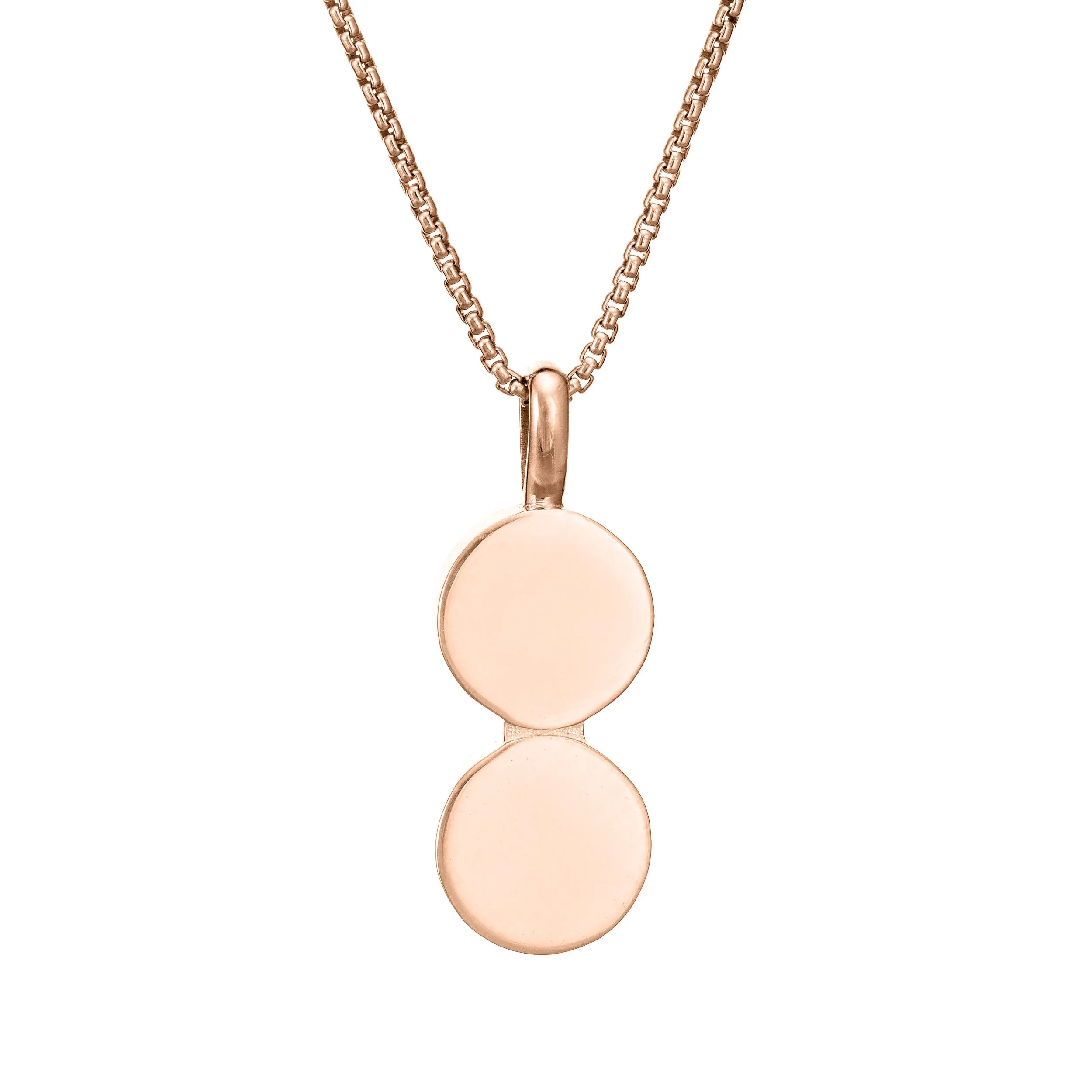 Double Circle Setting Cremation Necklace in 14K Rose Gold