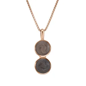 Double Circle Setting Cremation Necklace in 14K Rose Gold