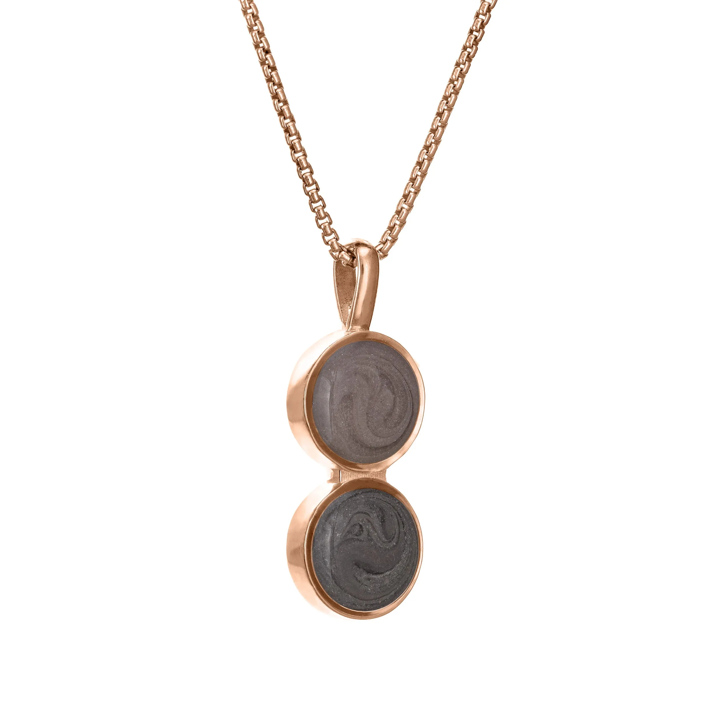 Double Circle Setting Cremation Necklace in 14K Rose Gold