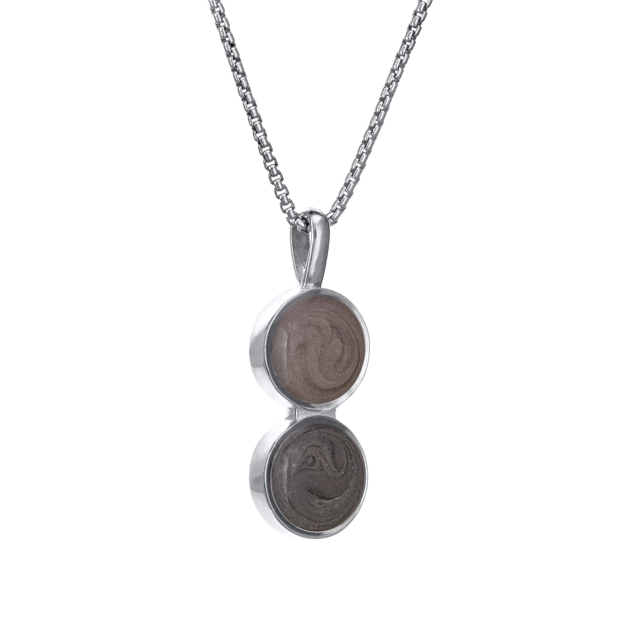 Double Circle Setting Cremation Necklace in 14K White Gold