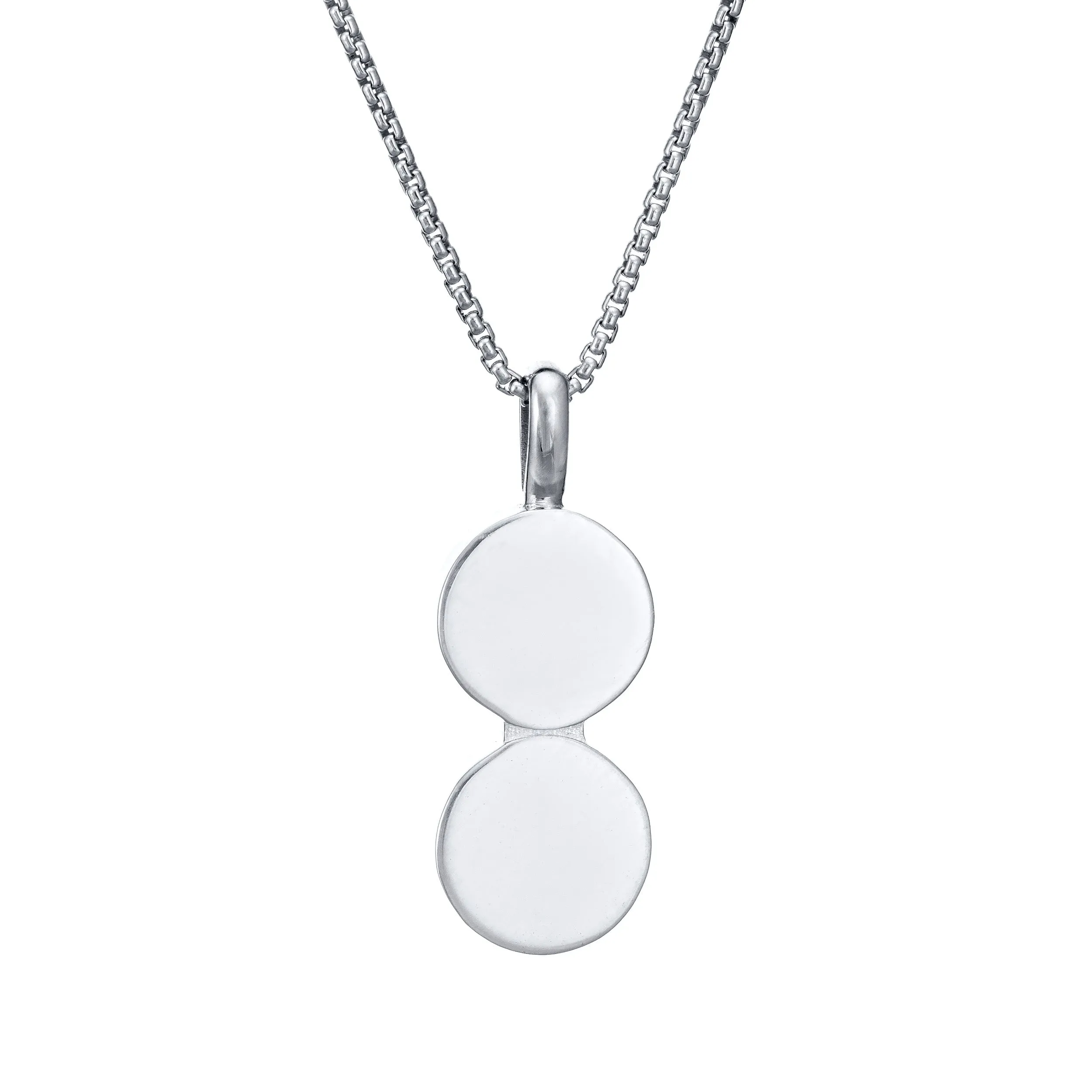 Double Circle Setting Cremation Necklace in 14K White Gold
