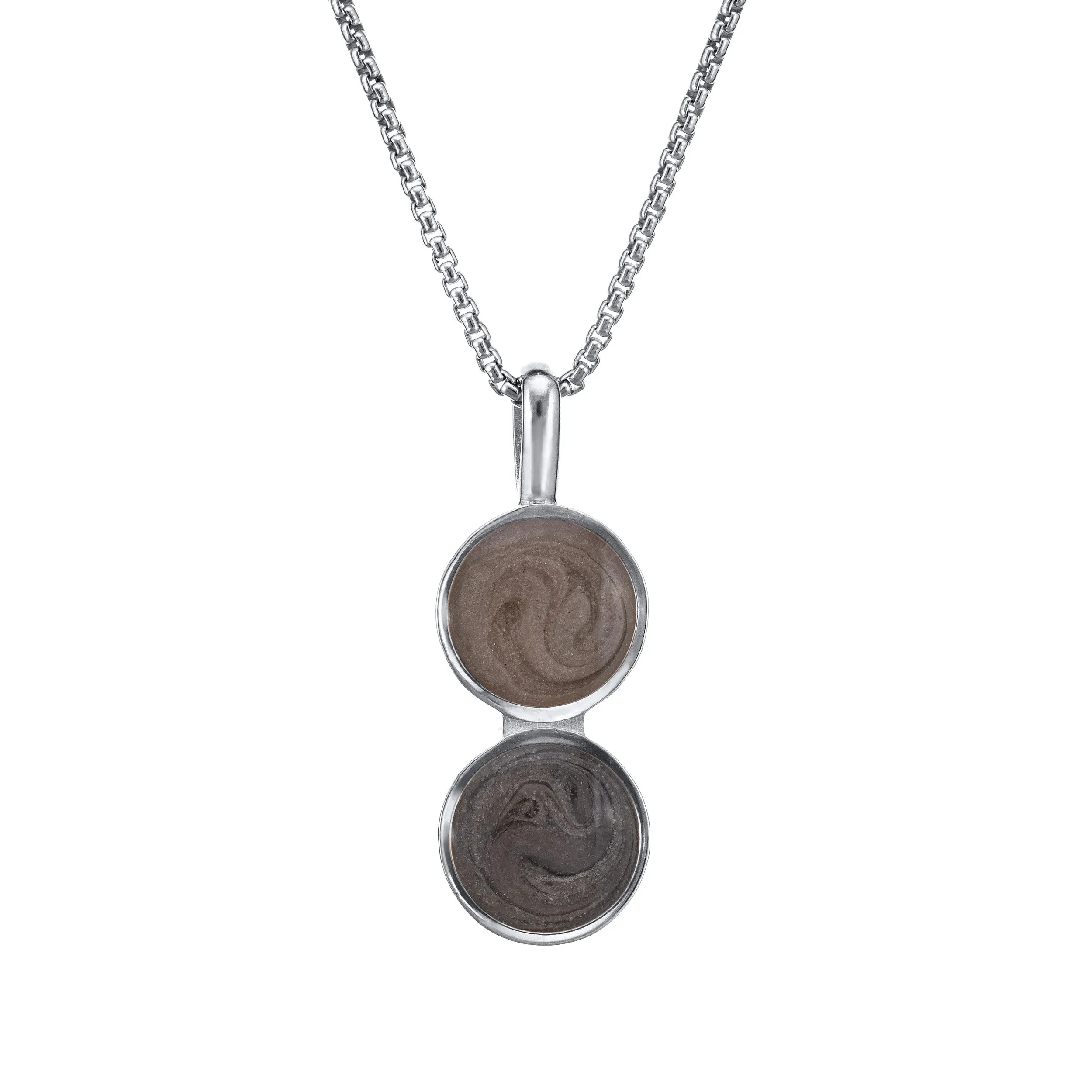 Double Circle Setting Cremation Necklace in 14K White Gold