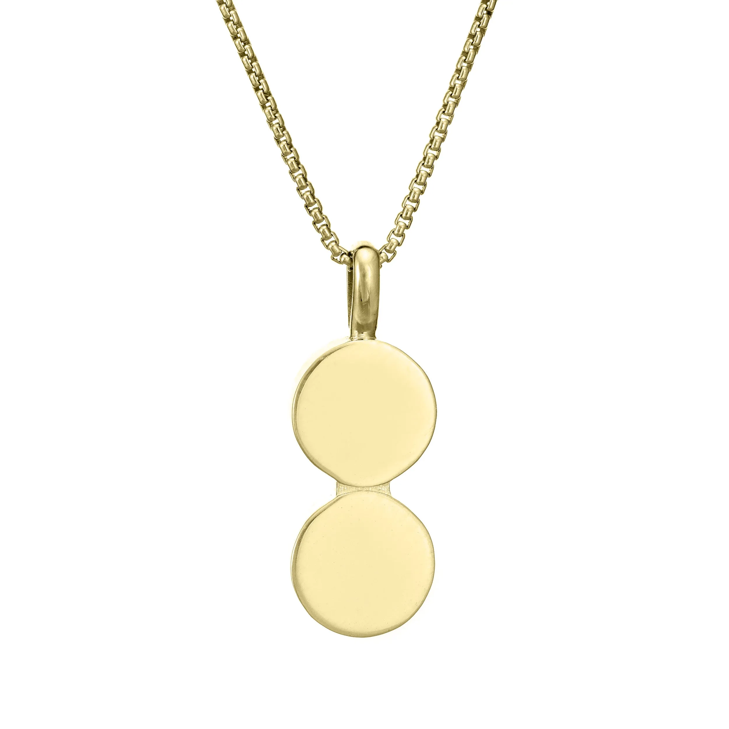 Double Circle Setting Cremation Necklace in 14K Yellow Gold