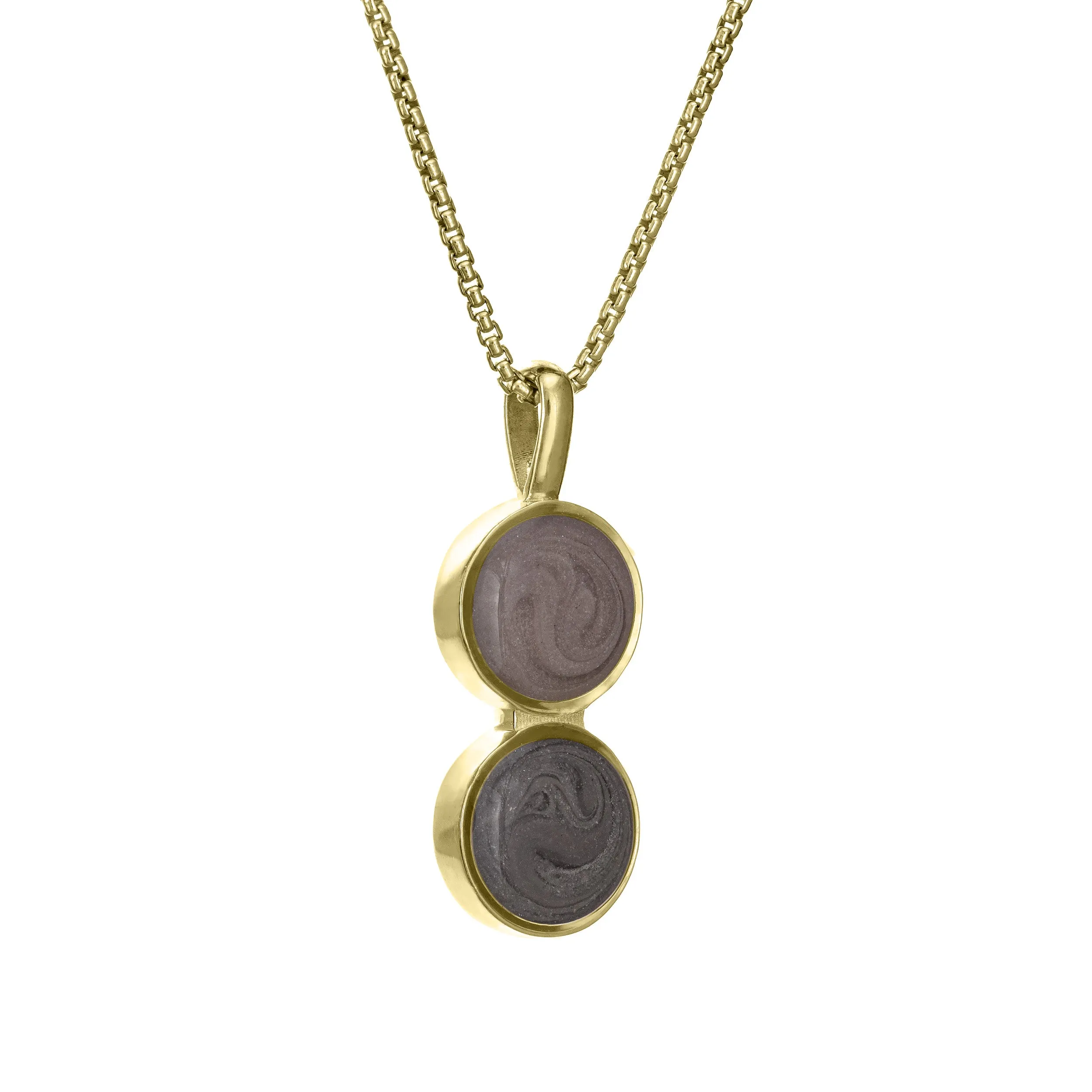Double Circle Setting Cremation Necklace in 14K Yellow Gold