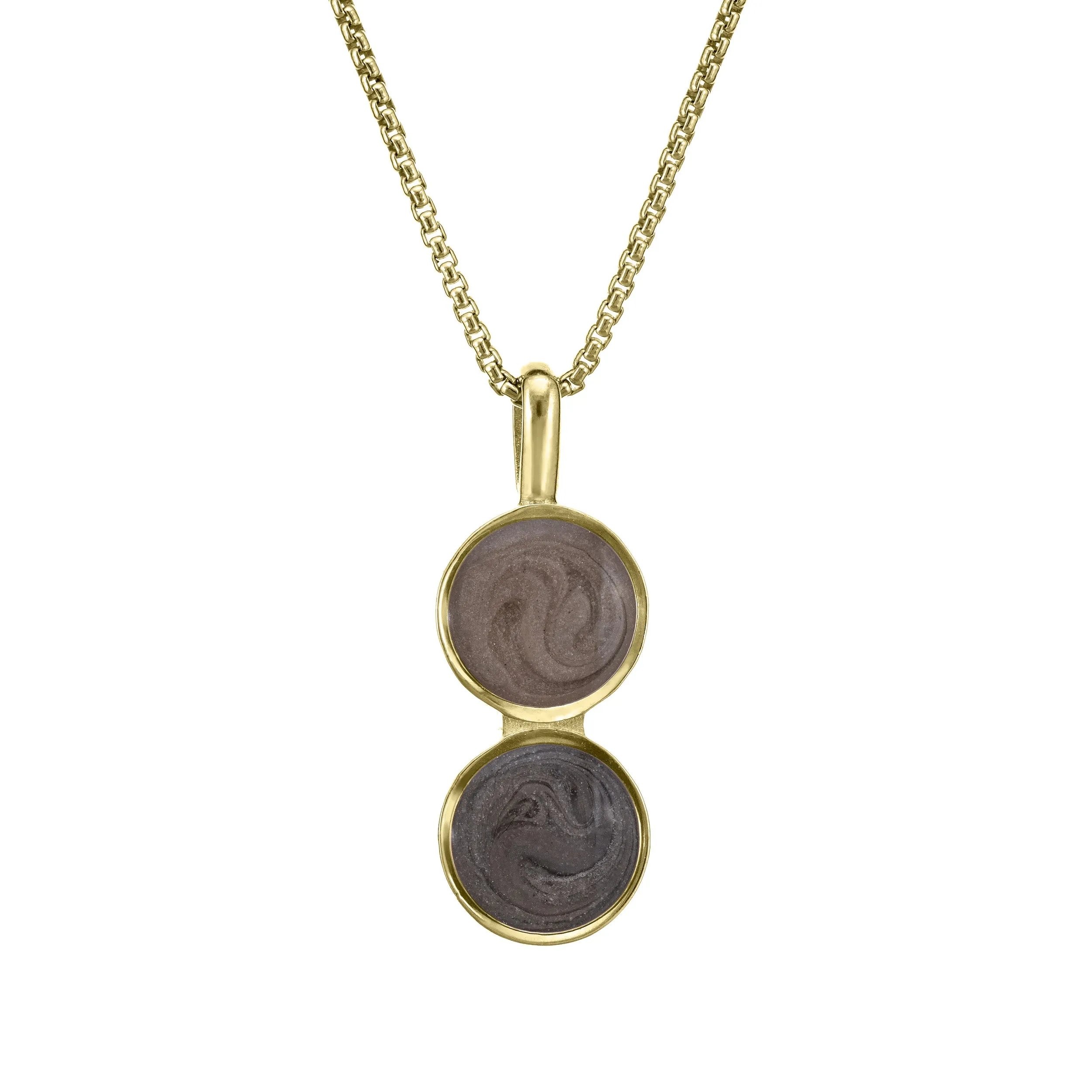 Double Circle Setting Cremation Necklace in 14K Yellow Gold