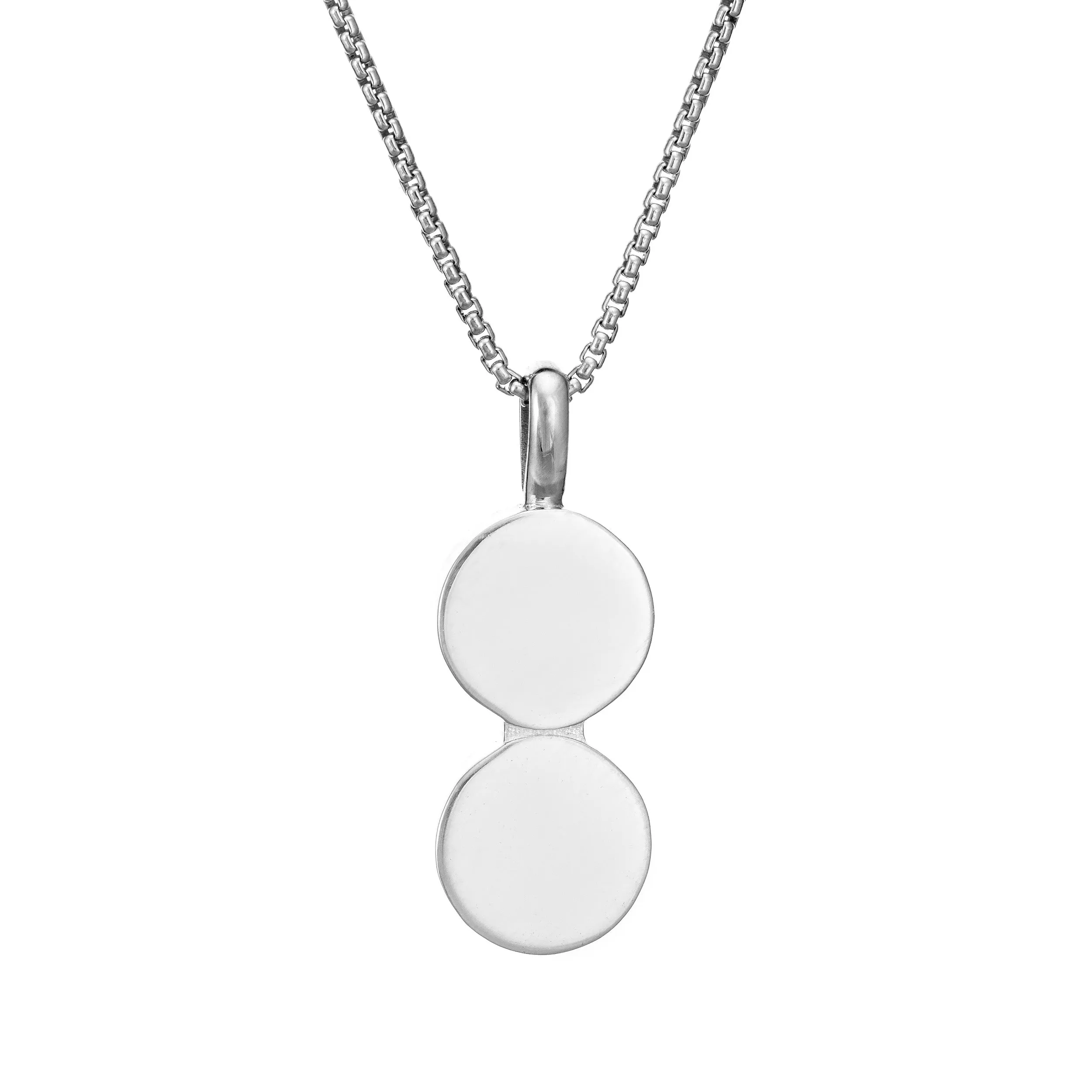 Double Circle Setting Cremation Necklace in Sterling Silver
