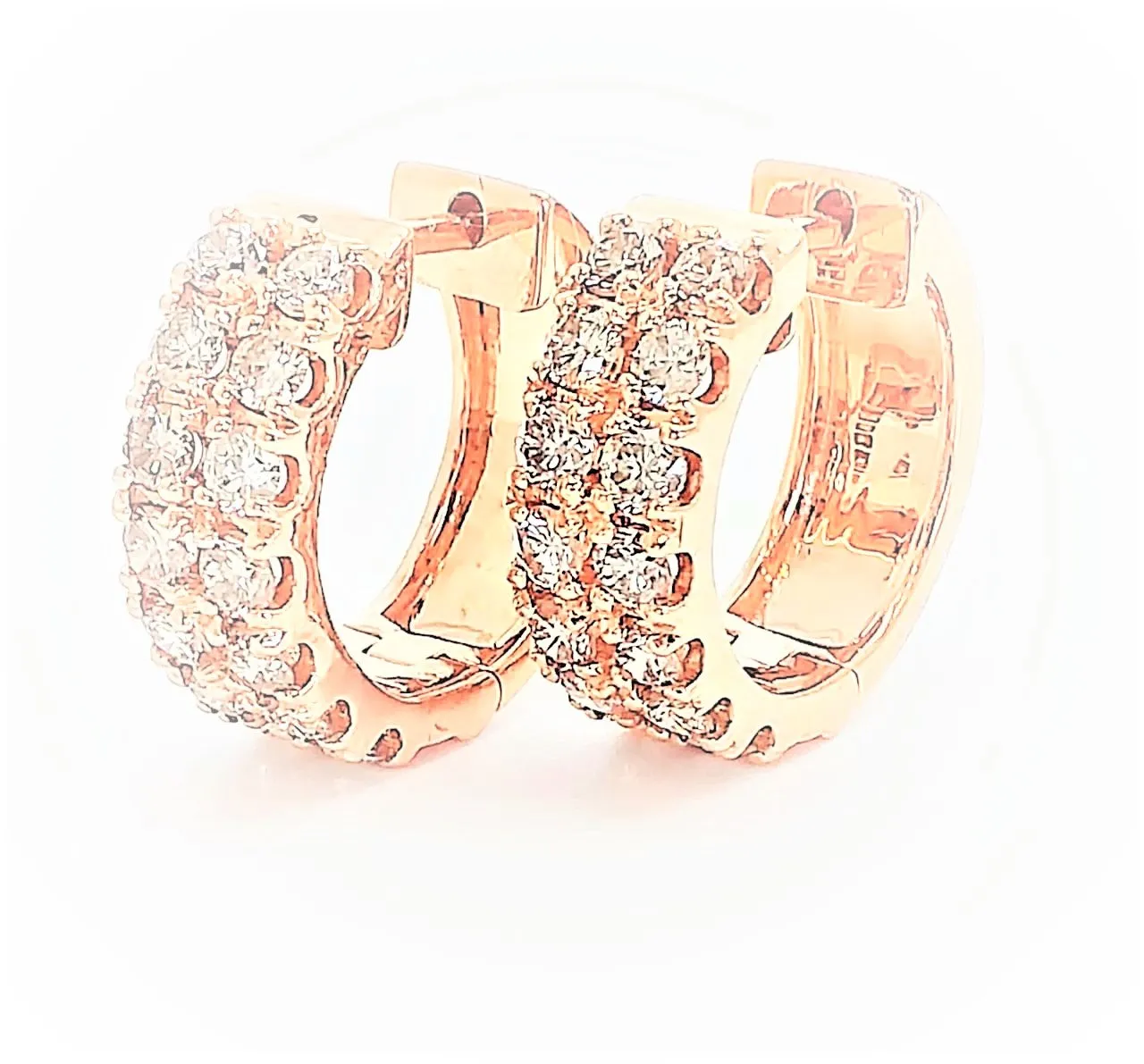 DOUBLE DIAMOND HOOP EARRING IN R/G