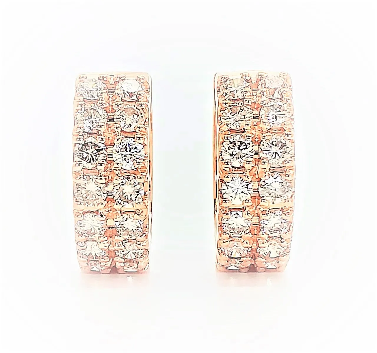 DOUBLE DIAMOND HOOP EARRING IN R/G