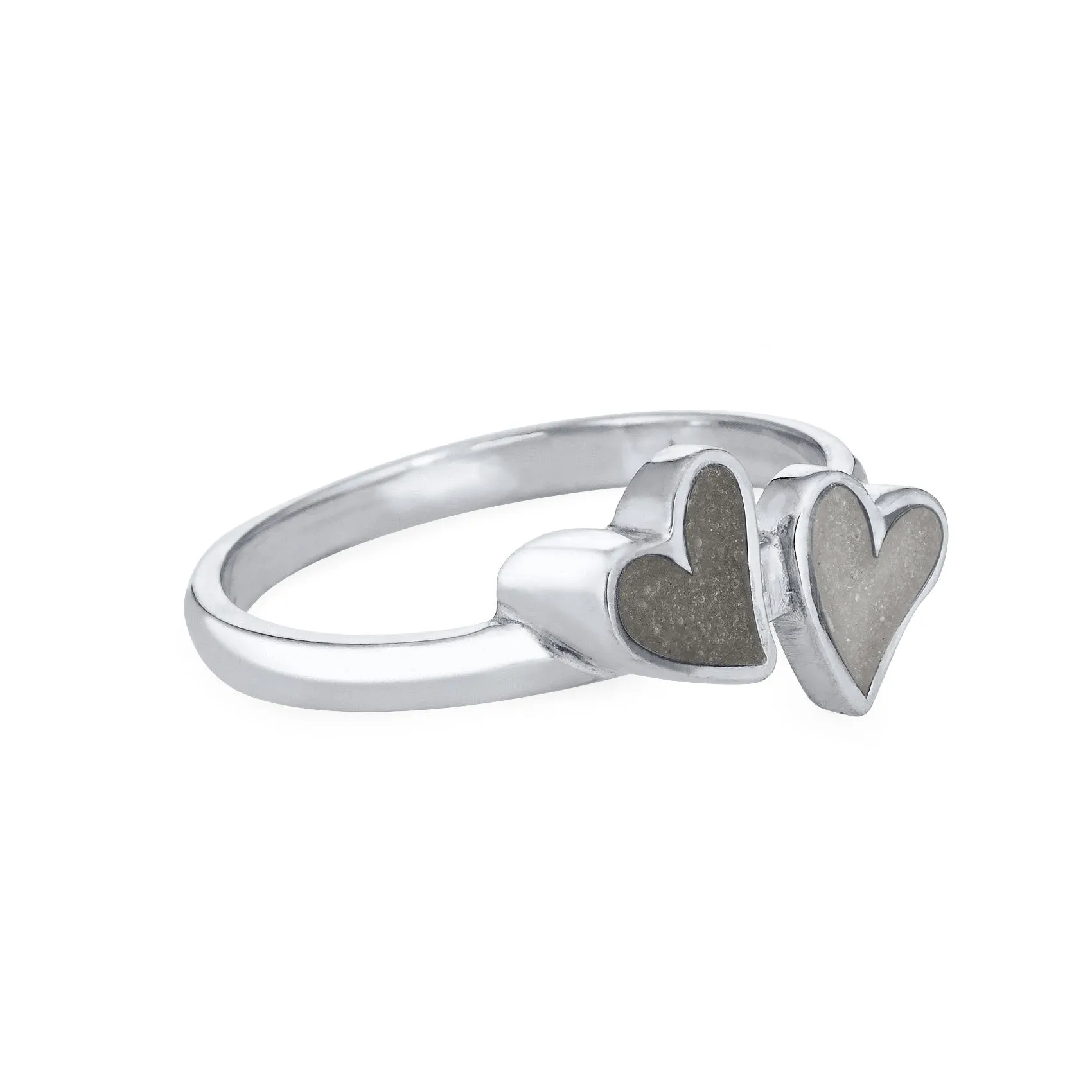 Double Heart Cremation Ring in 14K White Gold