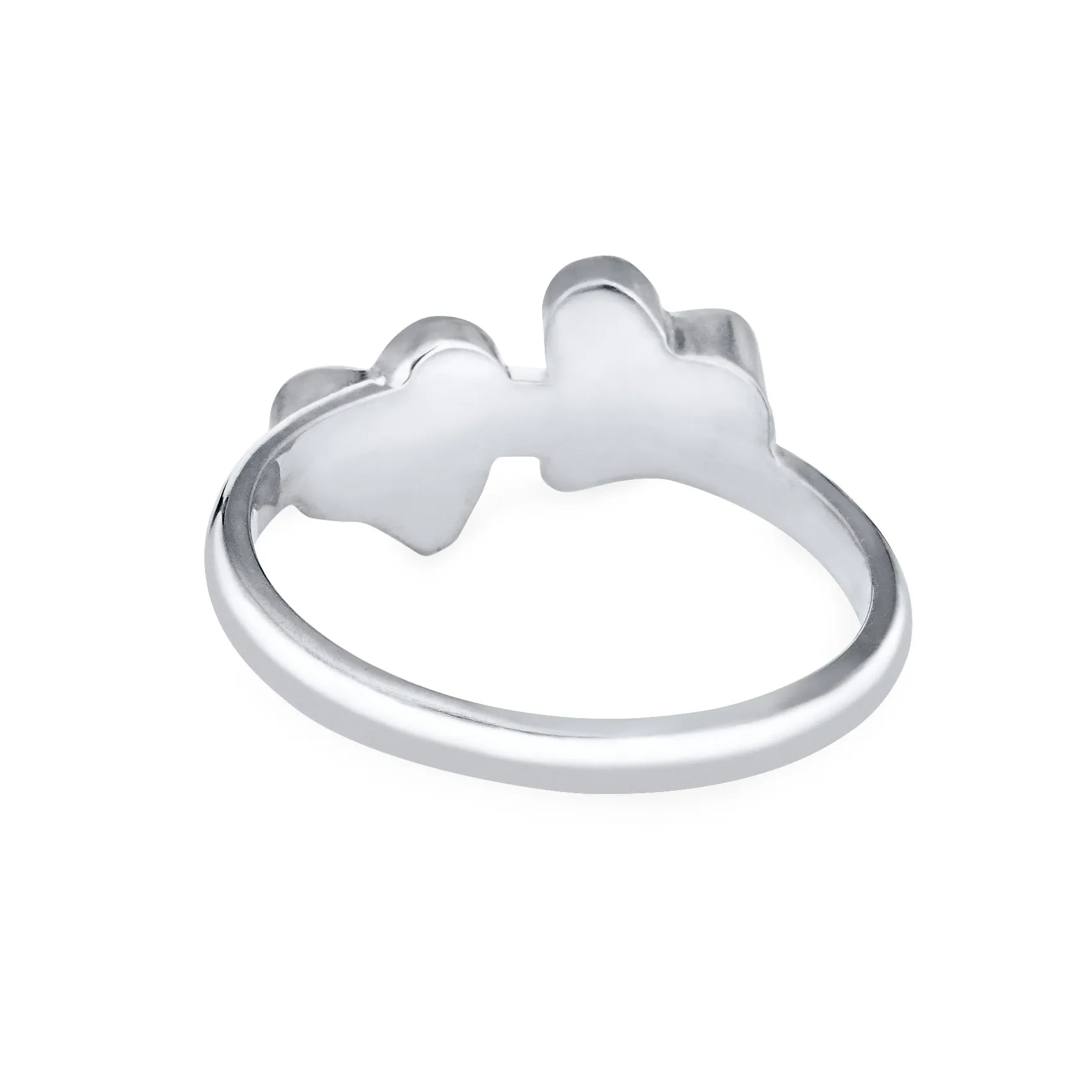 Double Heart Cremation Ring in 14K White Gold