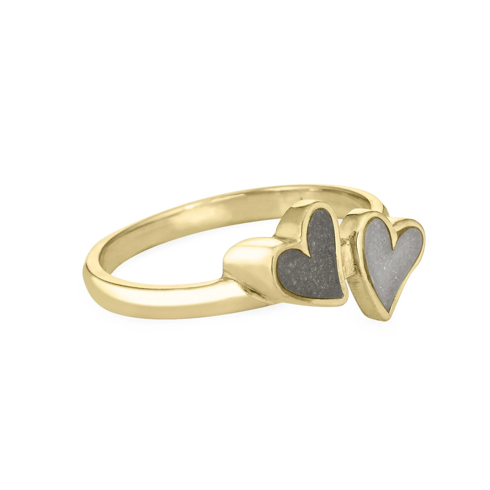 Double Heart Cremation Ring in 14K Yellow Gold
