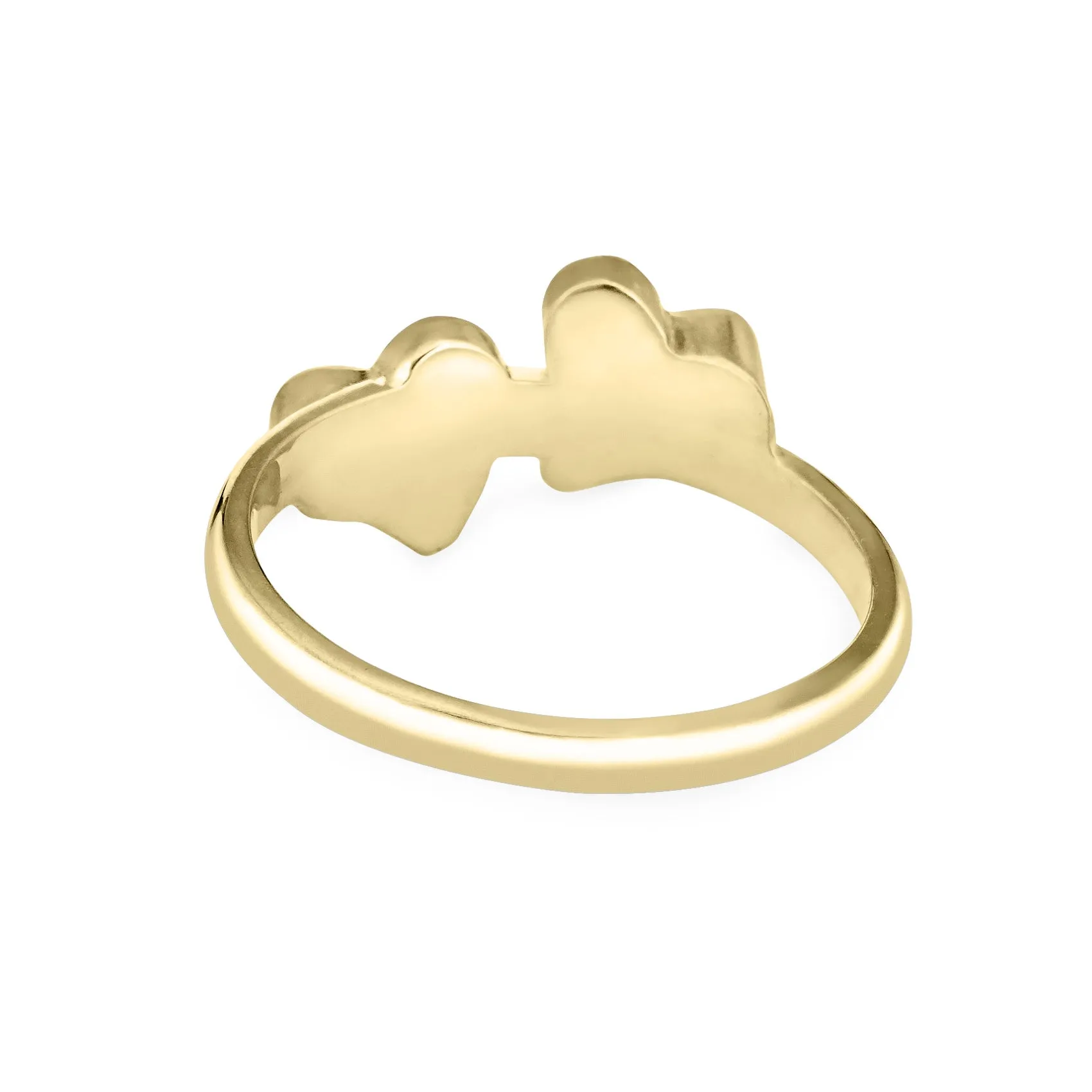 Double Heart Cremation Ring in 14K Yellow Gold