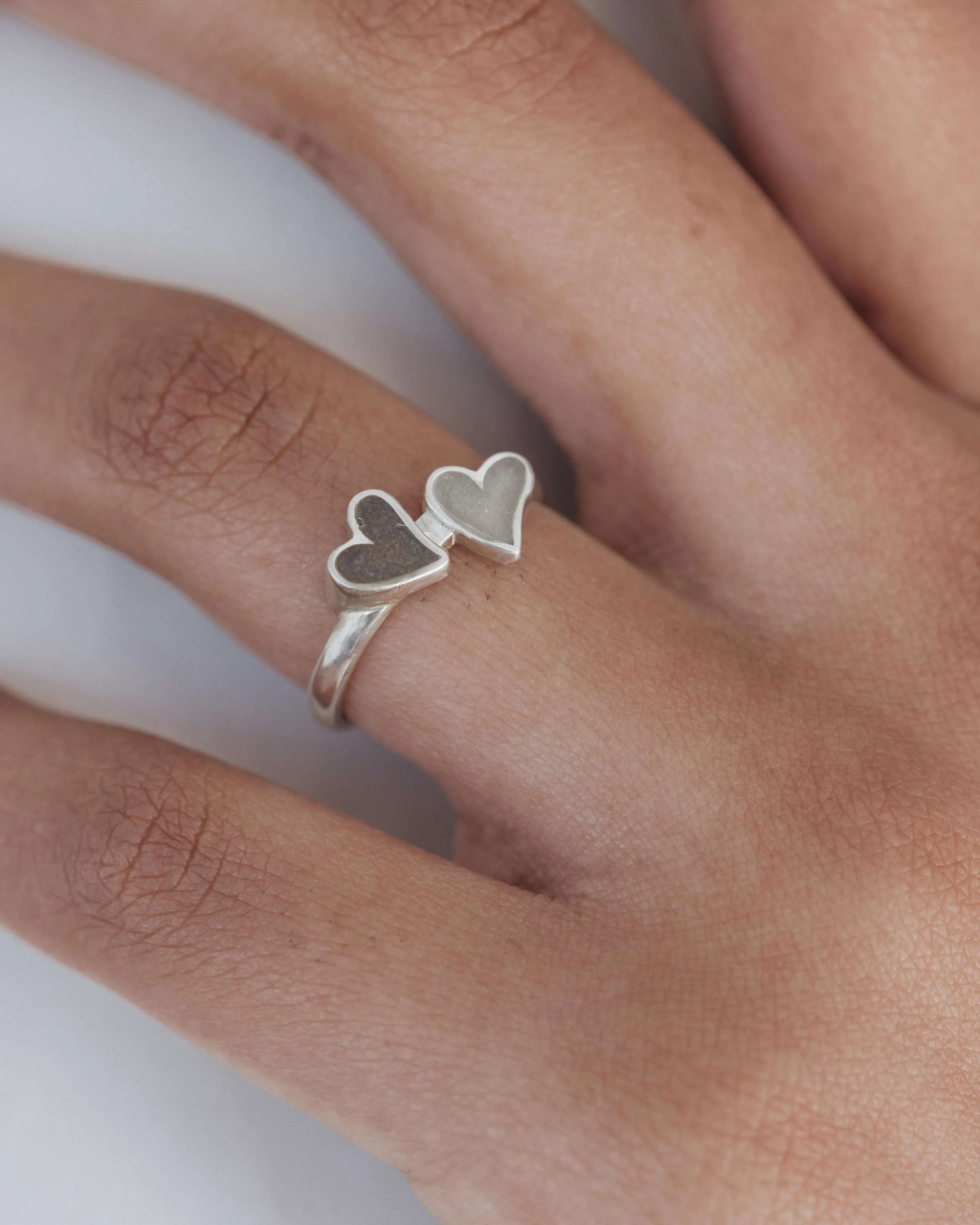 Double Heart Cremation Ring in 14K Yellow Gold