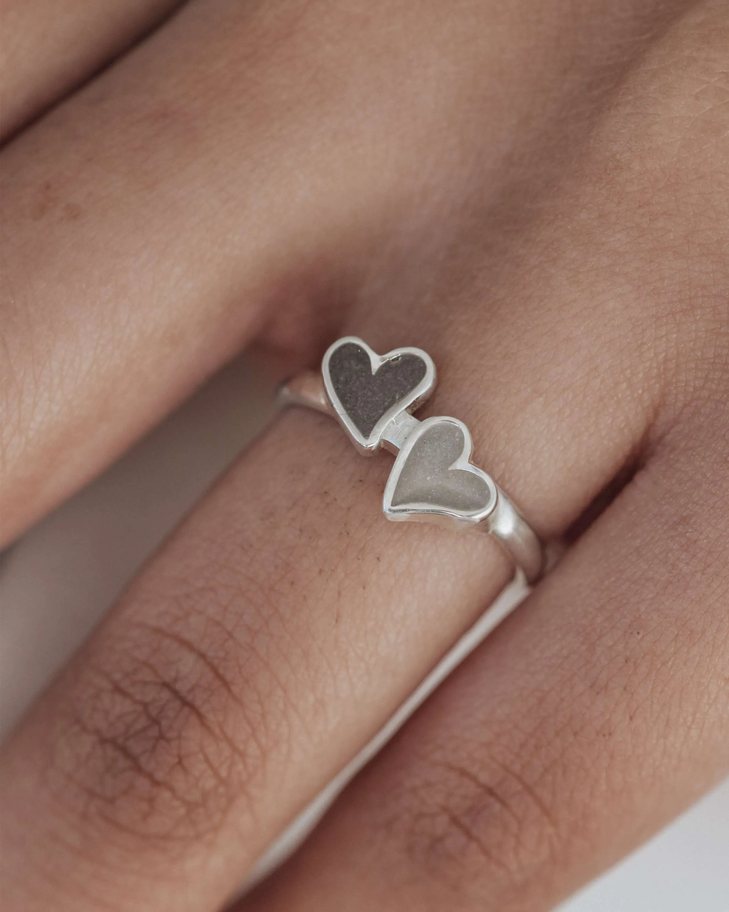 Double Heart Cremation Ring in 14K Yellow Gold