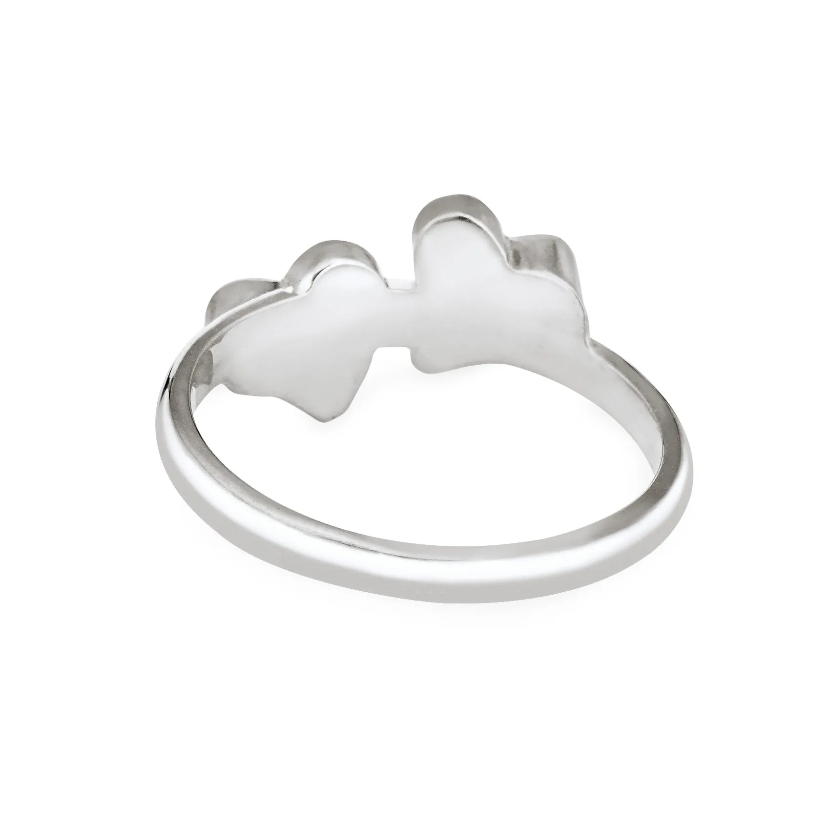 Double Heart Cremation Ring in Sterling Silver