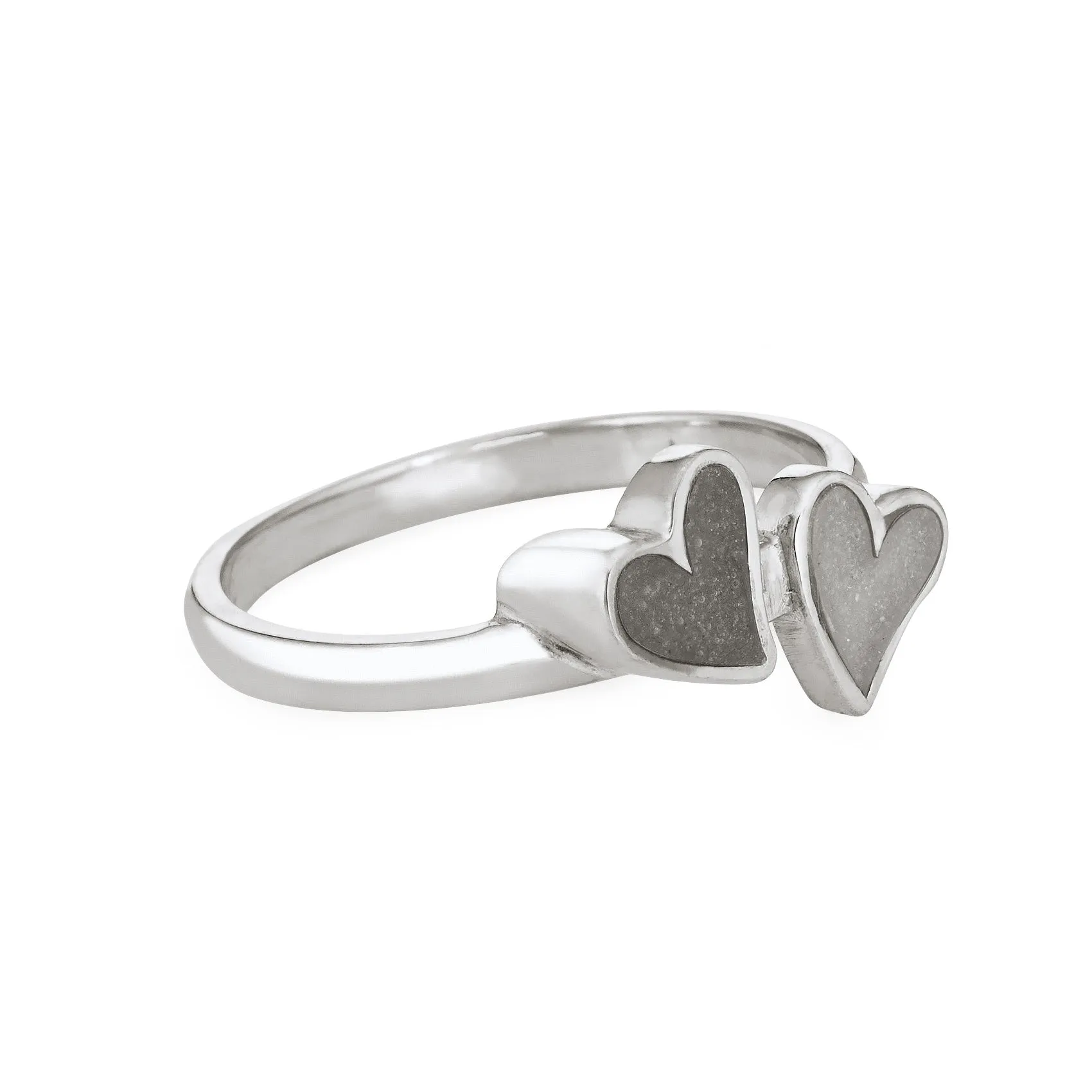 Double Heart Cremation Ring in Sterling Silver
