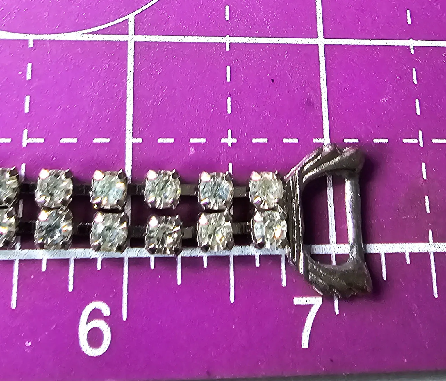 Double row clear rhinestone vintage mid century tennis bracelet