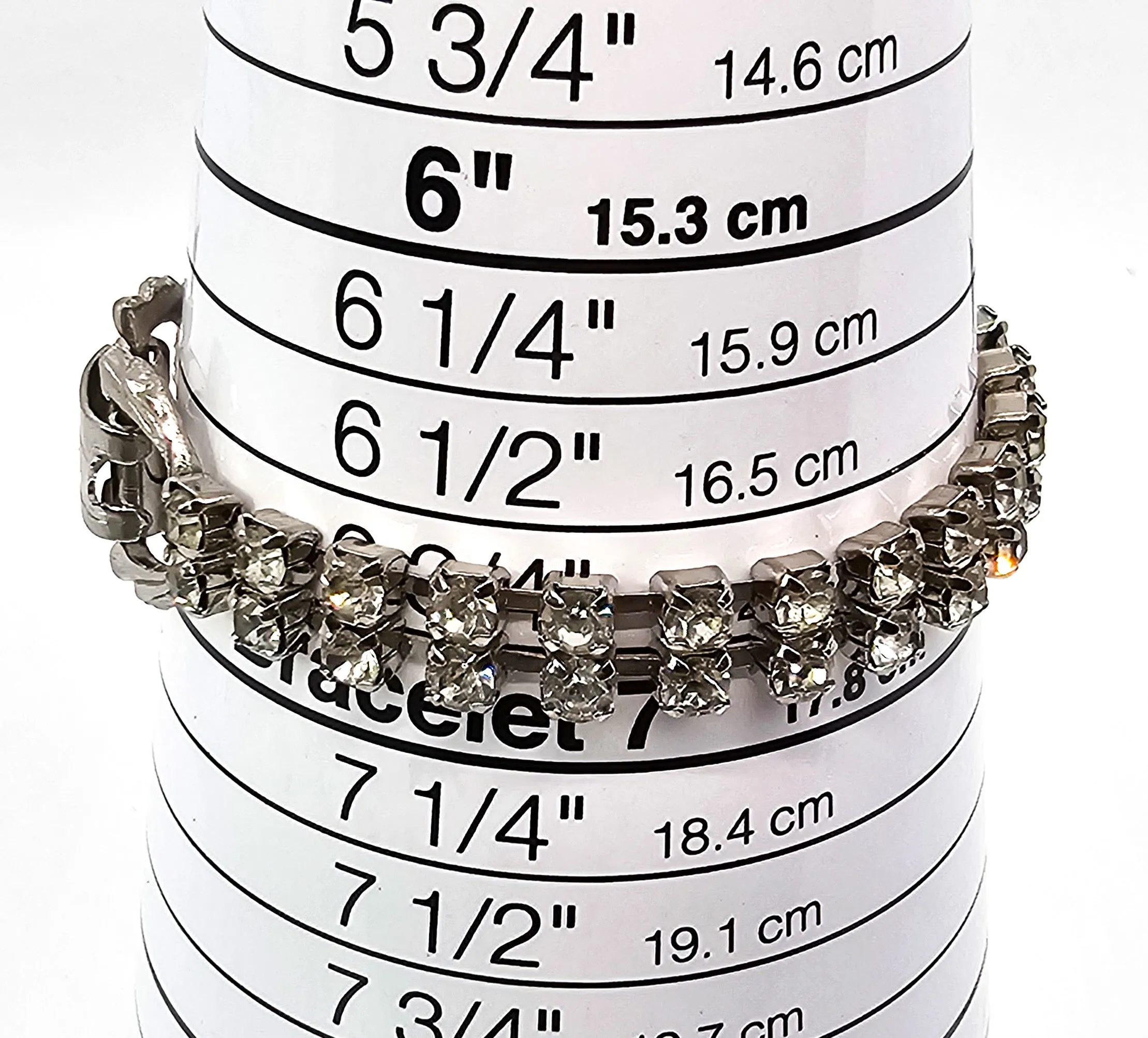 Double row clear rhinestone vintage mid century tennis bracelet