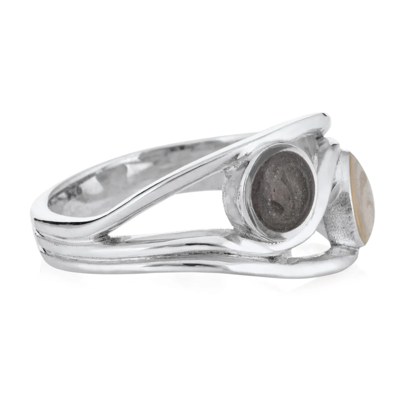 Double Setting Cremation Ring in 14K White Gold