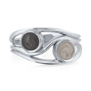 Double Setting Cremation Ring in 14K White Gold