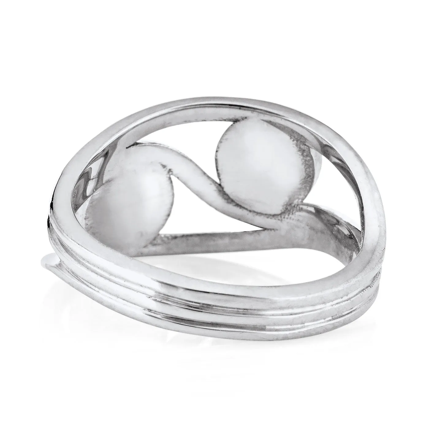 Double Setting Cremation Ring in 14K White Gold