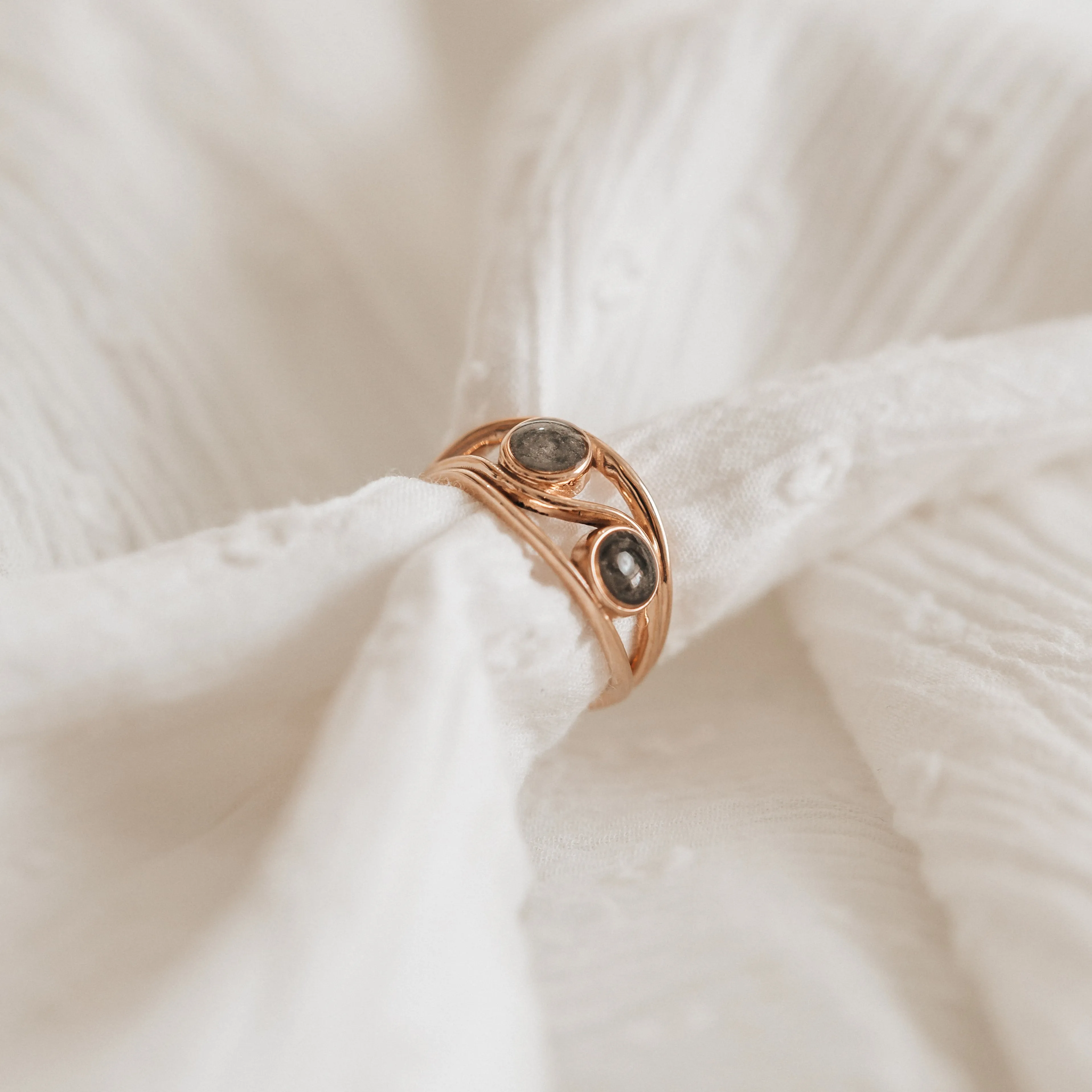 Double Setting Cremation Ring in 14K White Gold