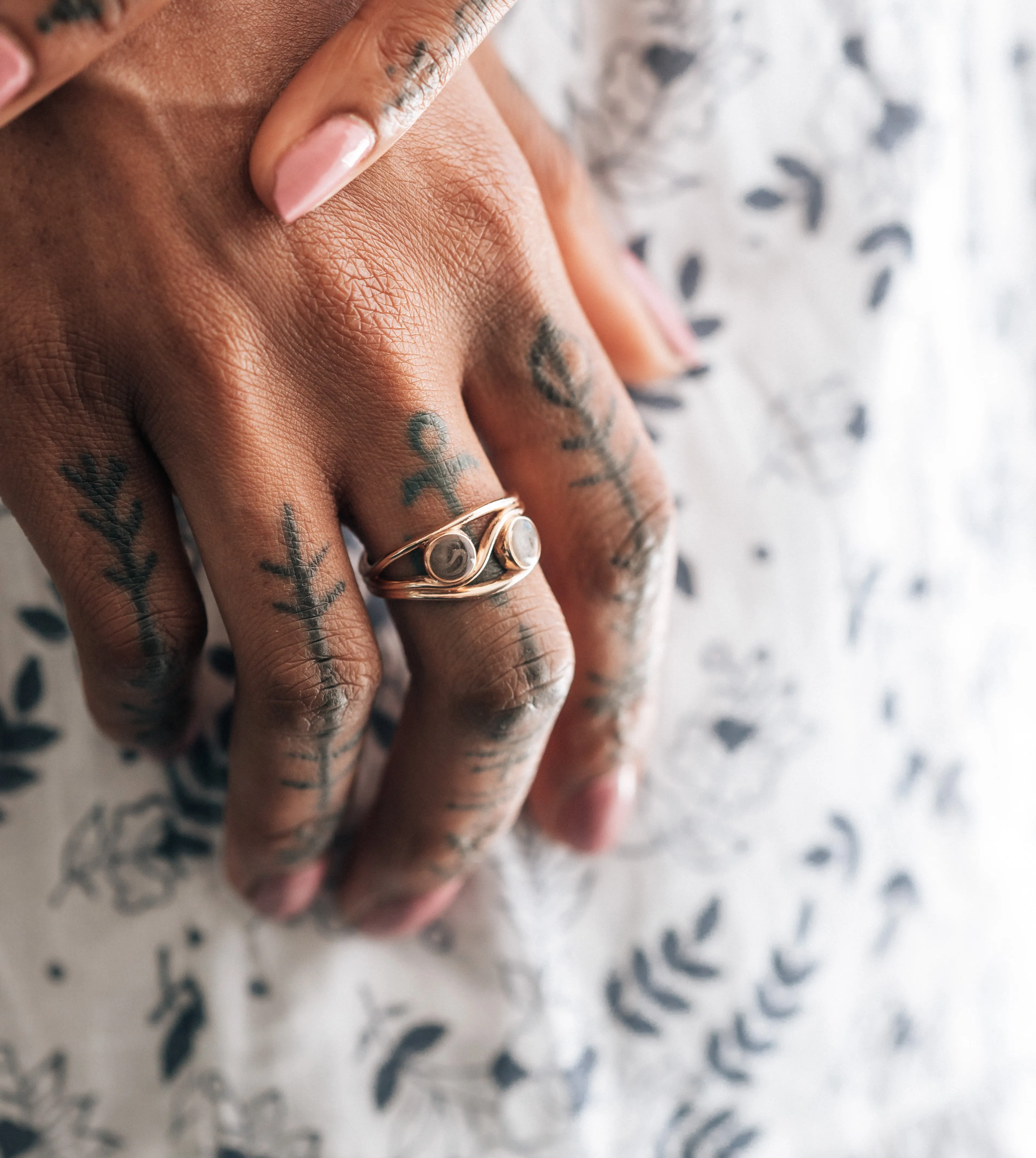 Double Setting Cremation Ring in 14K Yellow Gold