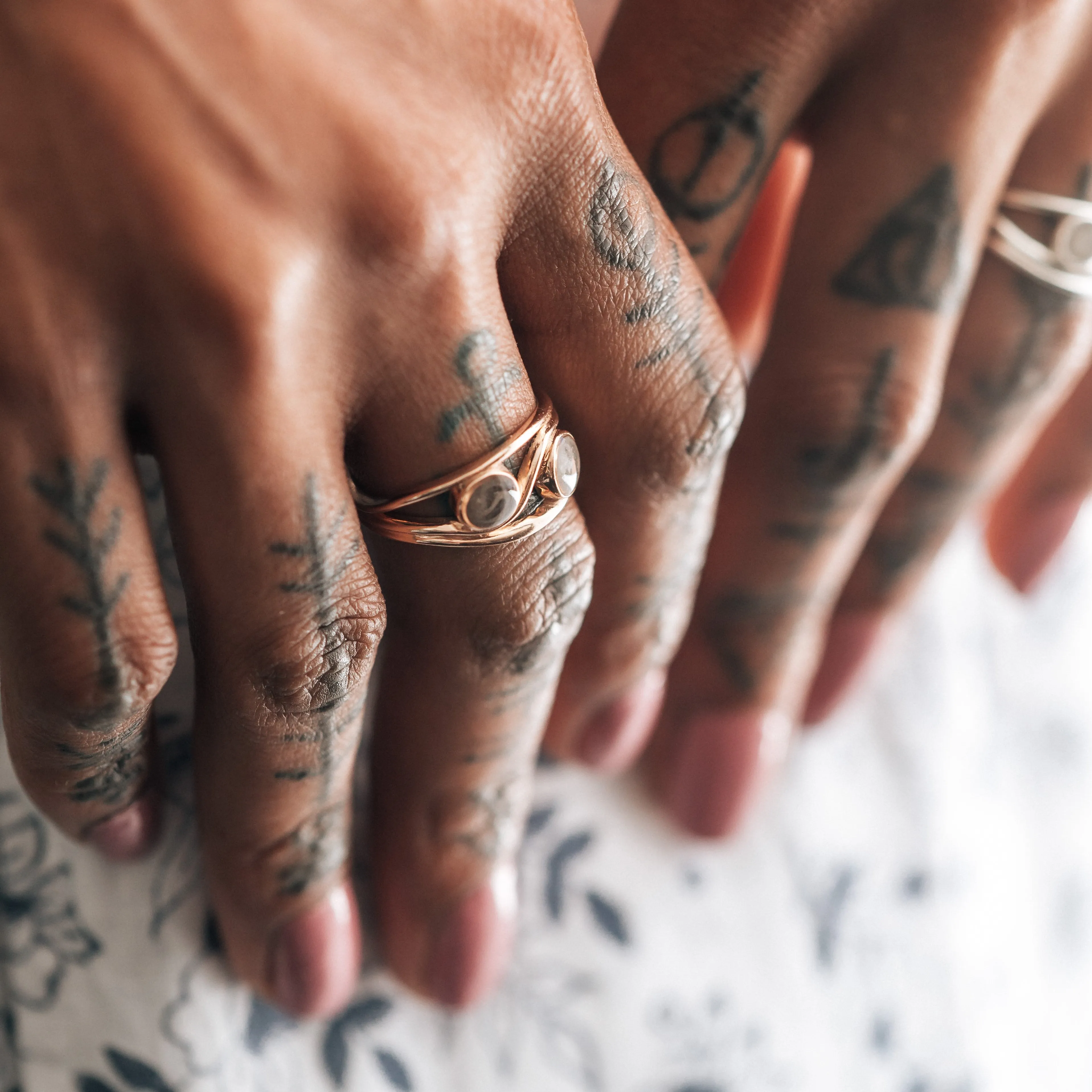 Double Setting Cremation Ring in 14K Yellow Gold