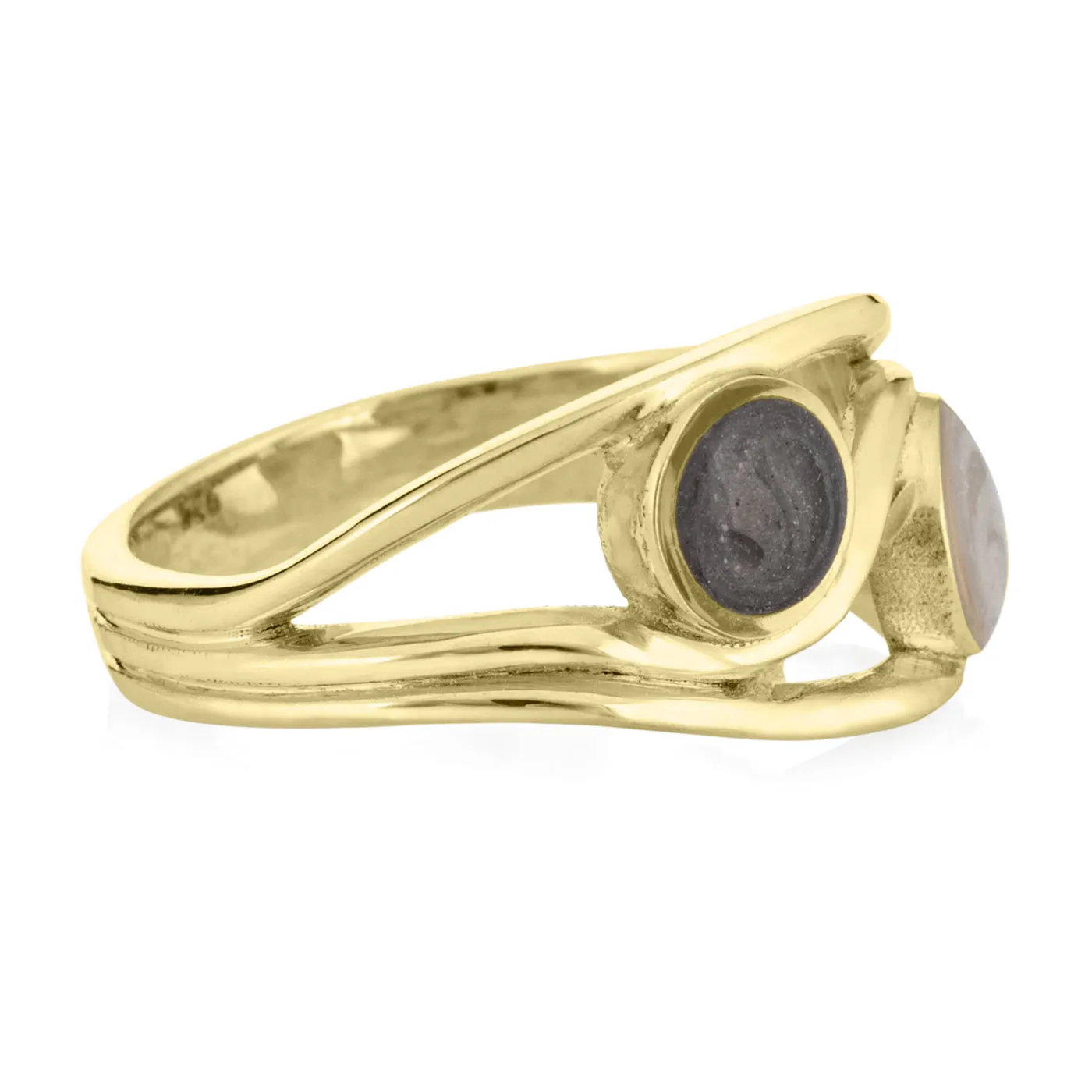 Double Setting Cremation Ring in 14K Yellow Gold