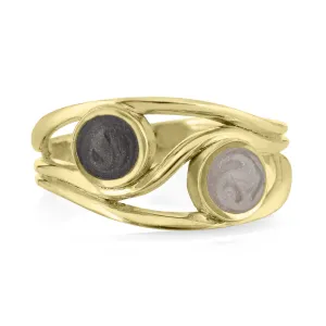 Double Setting Cremation Ring in 14K Yellow Gold