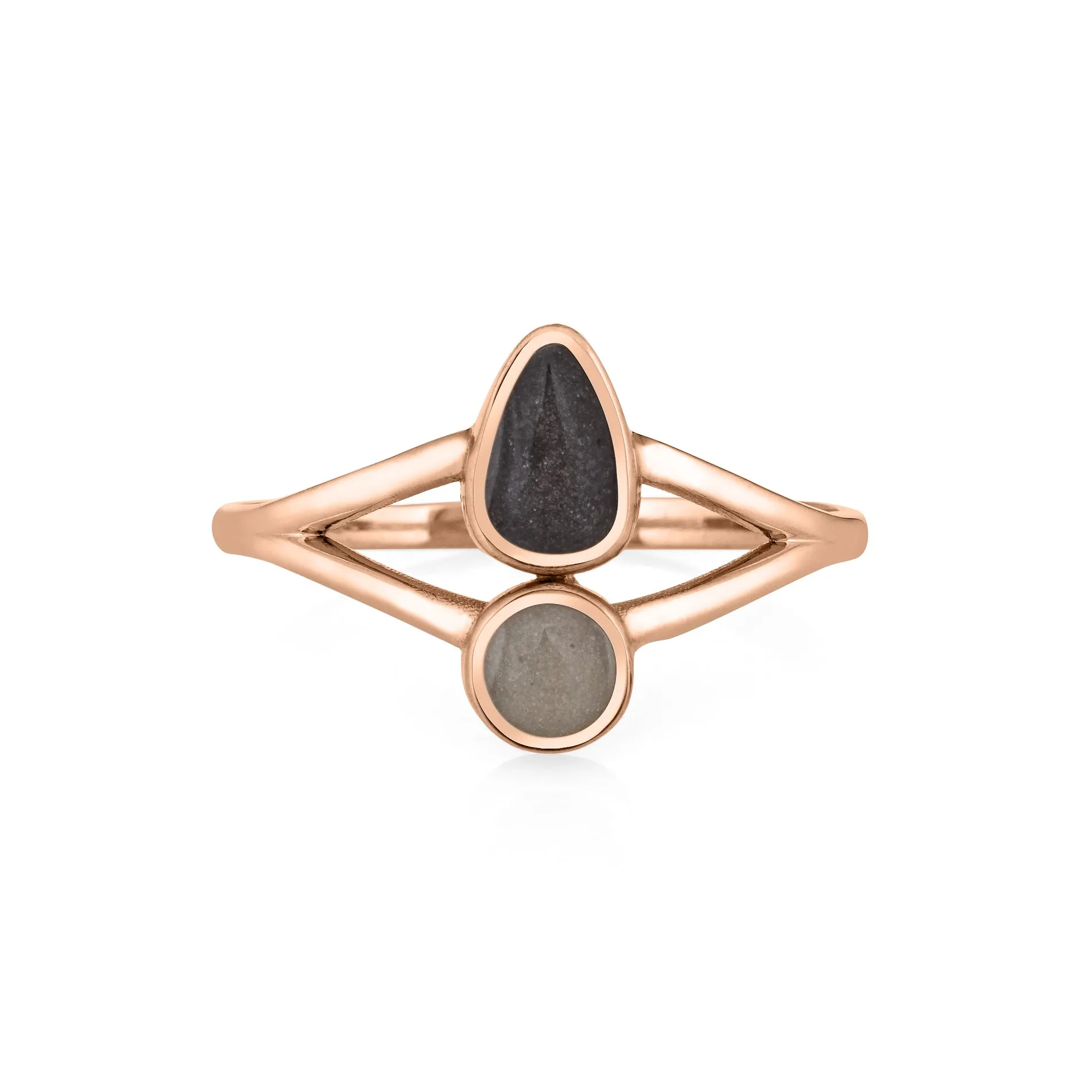 Double Setting Split Shank Cremation Ring in 14K Rose Gold