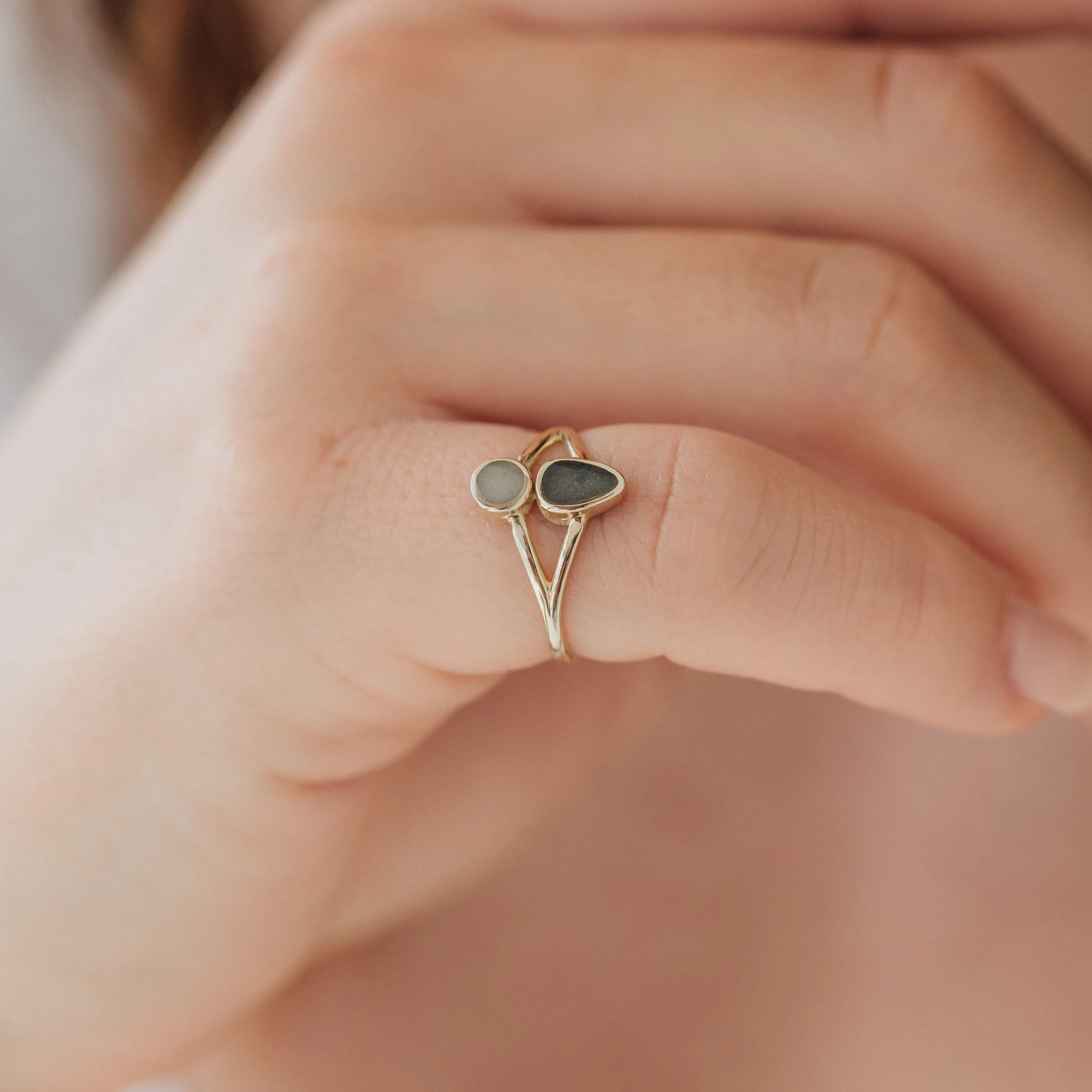 Double Setting Split Shank Cremation Ring in 14K Rose Gold