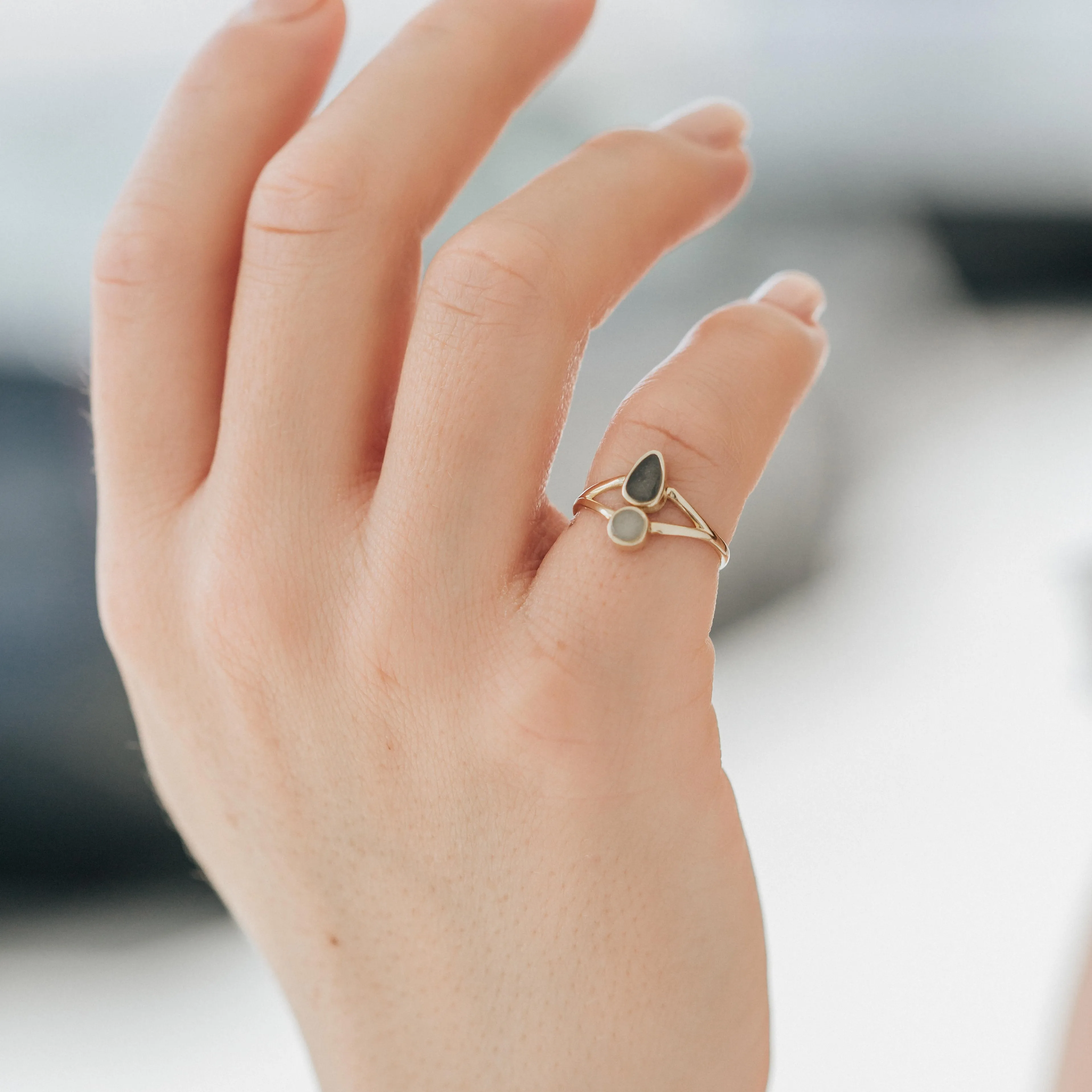 Double Setting Split Shank Cremation Ring in 14K Rose Gold