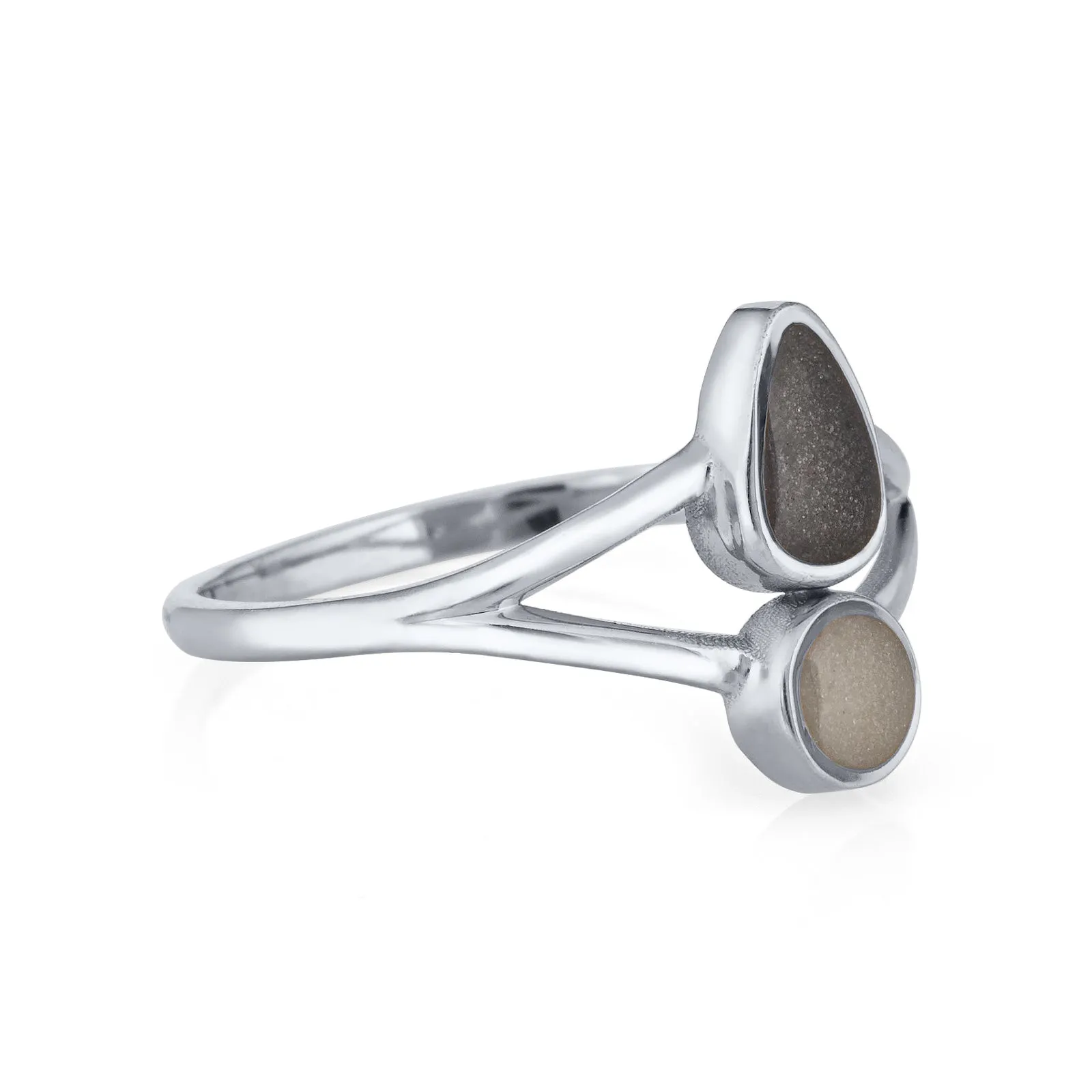 Double Setting Split Shank Cremation Ring in 14K White Gold