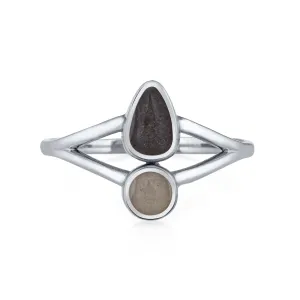 Double Setting Split Shank Cremation Ring in 14K White Gold