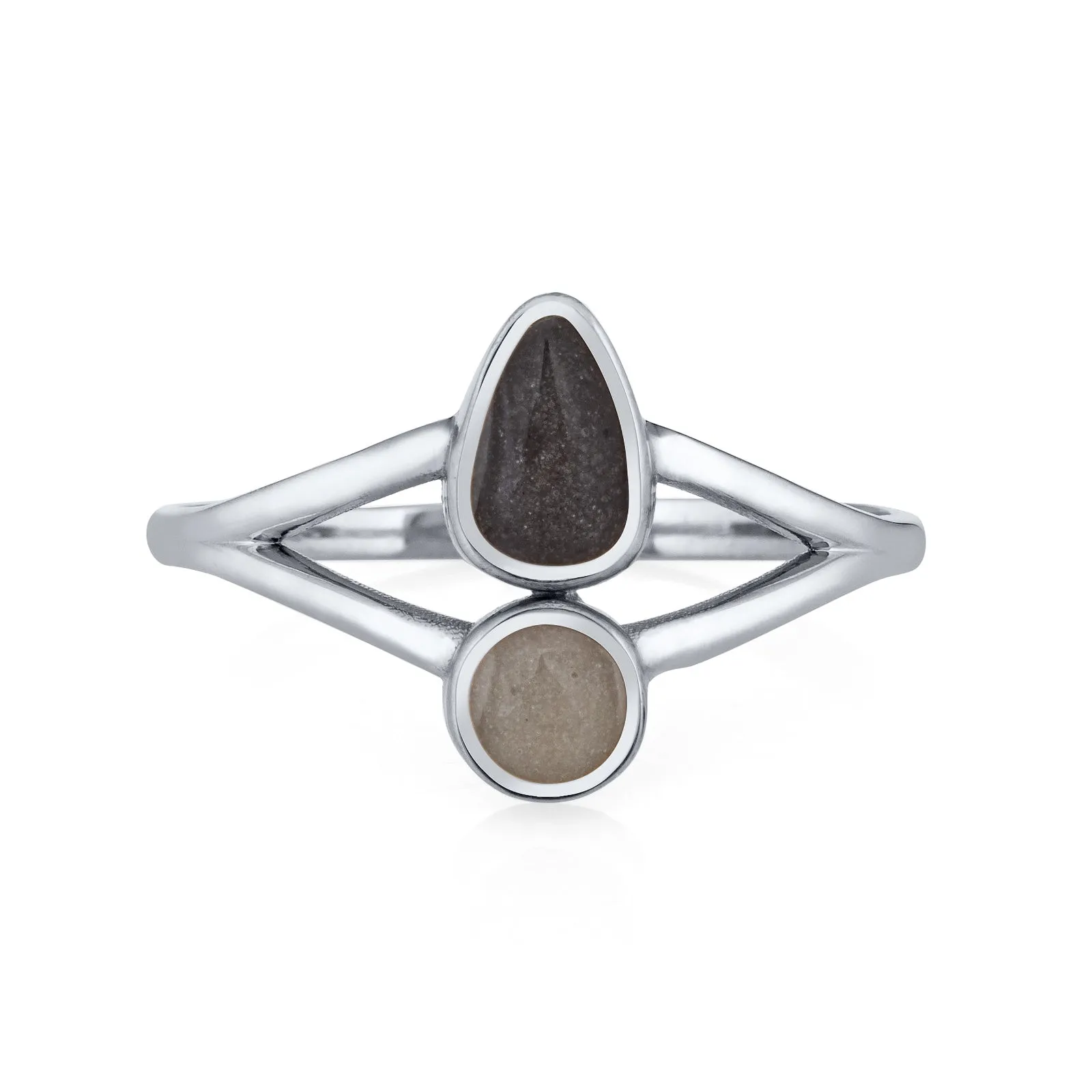 Double Setting Split Shank Cremation Ring in 14K White Gold