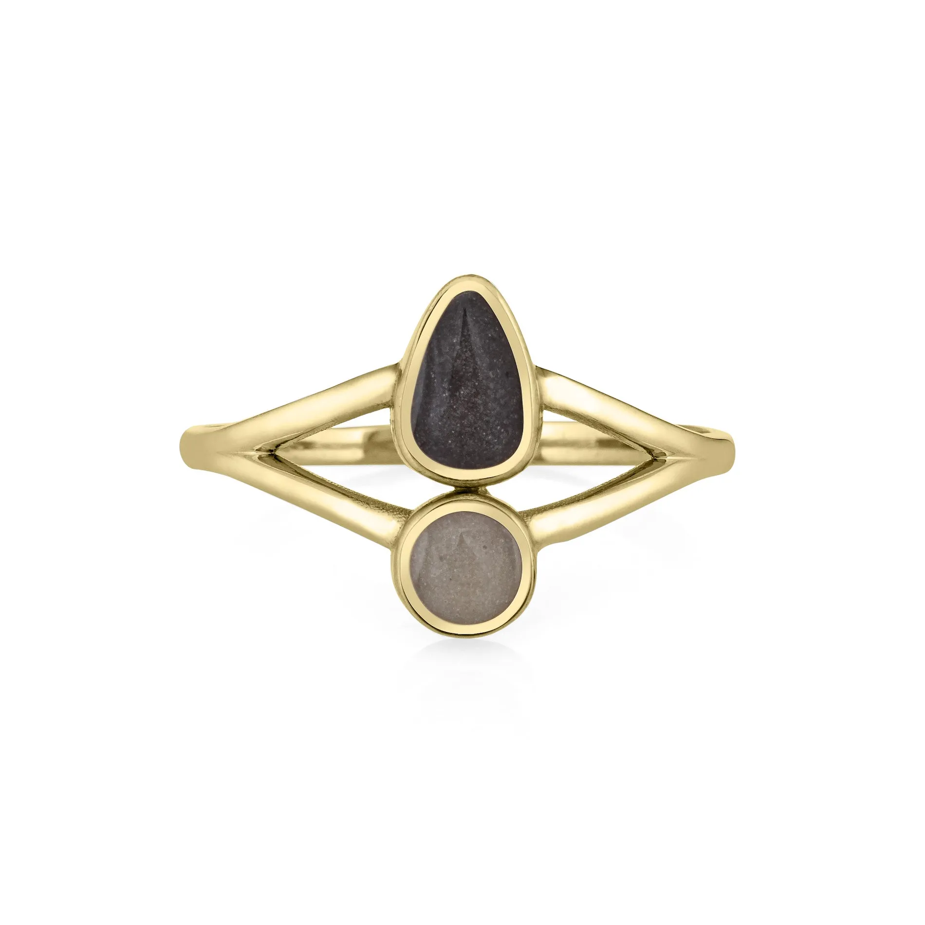 Double Setting Split Shank Cremation Ring in 14K Yellow Gold