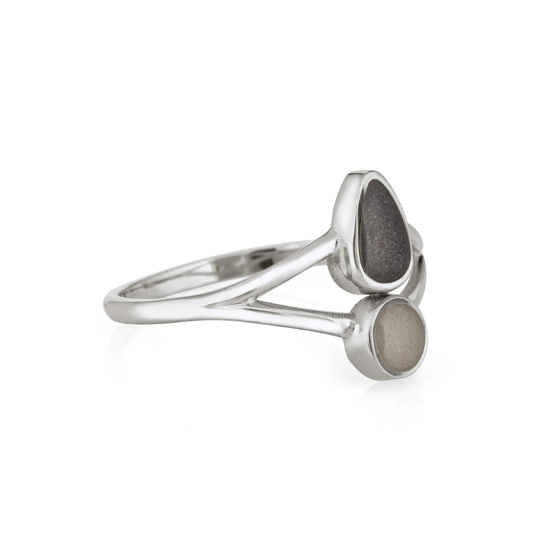 Double Setting Split Shank Cremation Ring in Sterling Silver