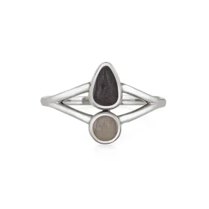 Double Setting Split Shank Cremation Ring in Sterling Silver