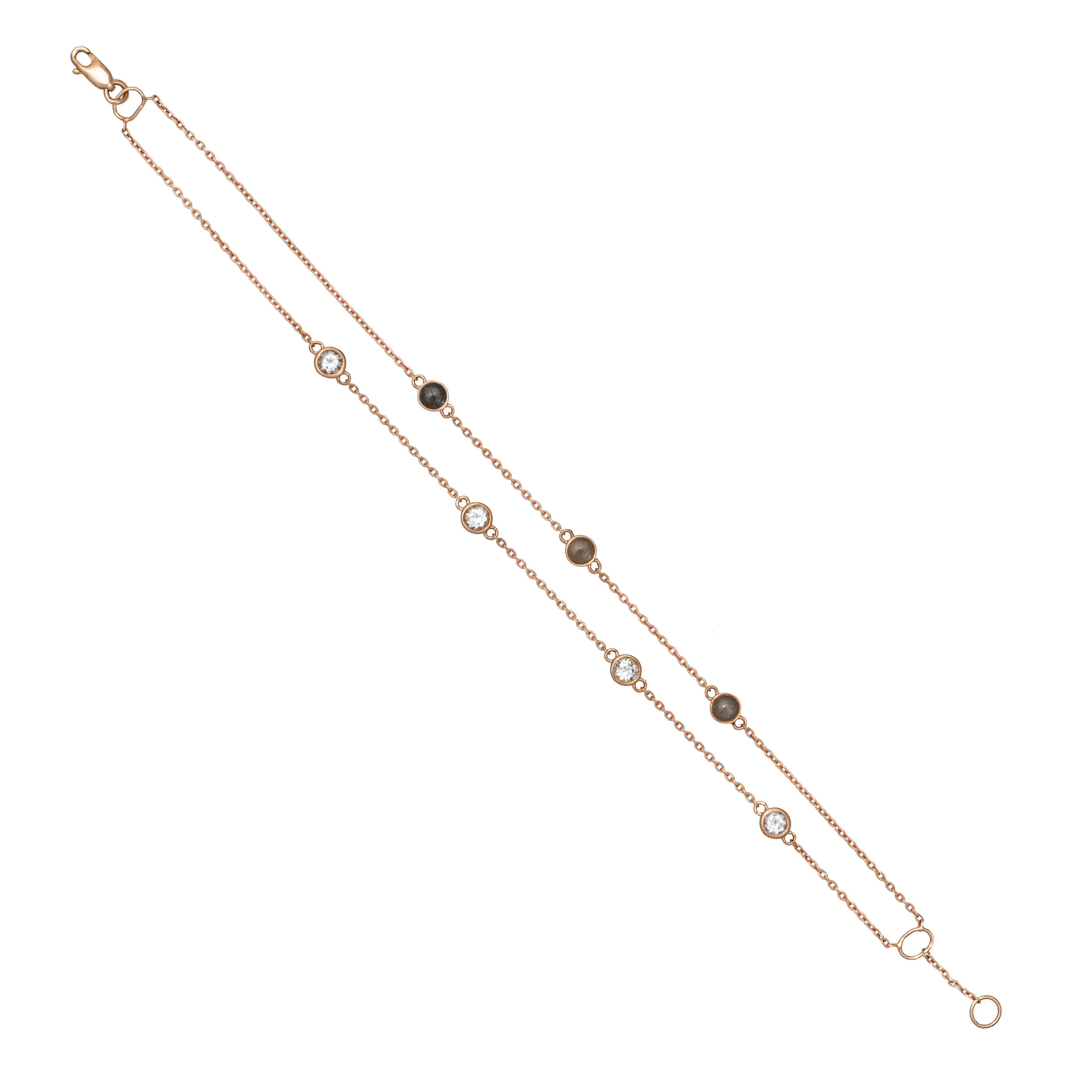 Double Strand Cremation Bracelet in 14K Rose Gold