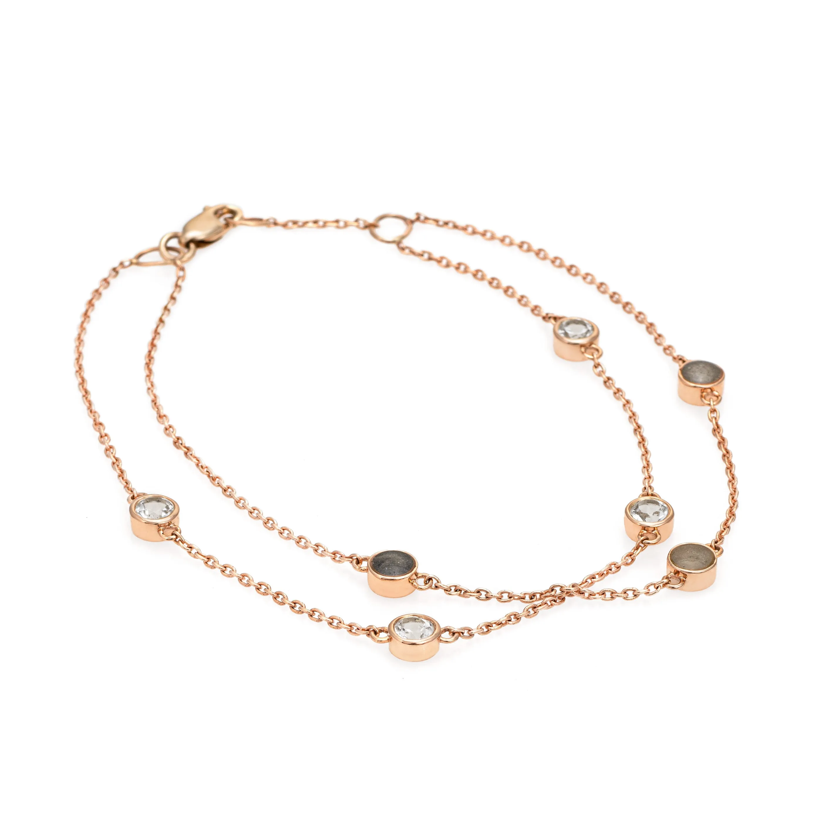 Double Strand Cremation Bracelet in 14K Rose Gold