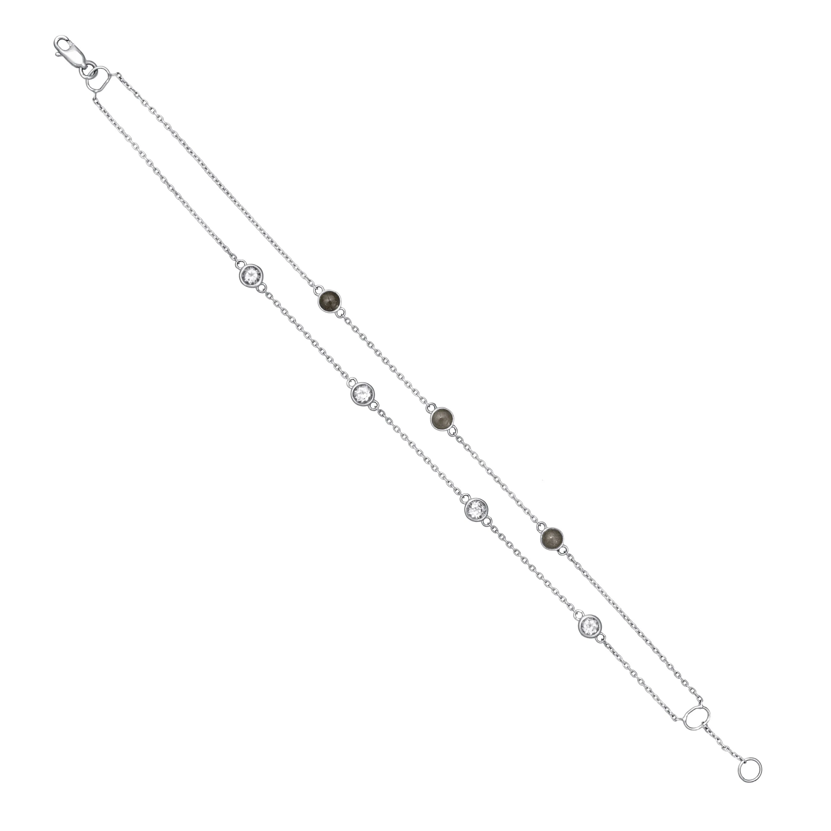 Double Strand Cremation Bracelet in 14K White Gold