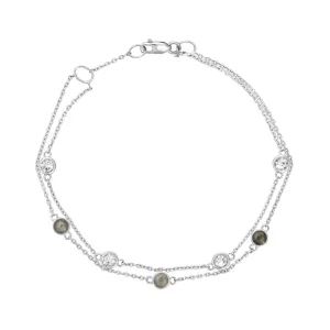 Double Strand Cremation Bracelet in 14K White Gold