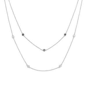Double Strand Cremation Necklace in 14K White Gold