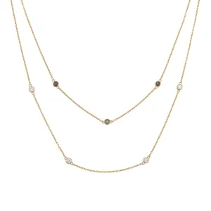 Double Strand Cremation Necklace in 14K Yellow Gold