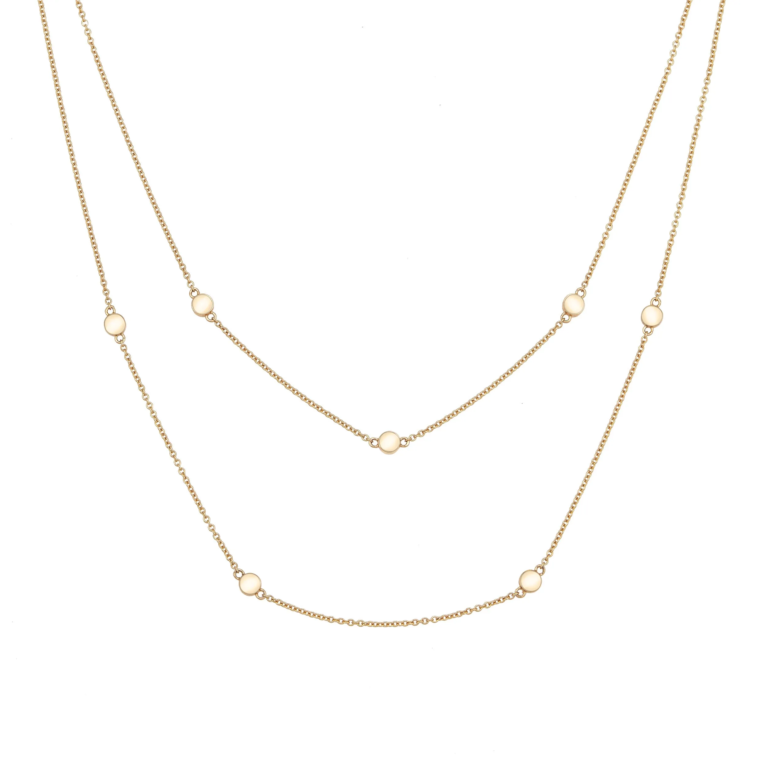 Double Strand Cremation Necklace in 14K Yellow Gold