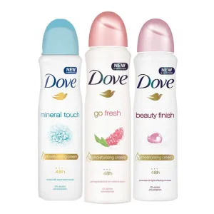Dove Mineral Touch, Go Fresh Pomegranate, Beauty Finish Pack of 3 Deodorant Sprays For Women