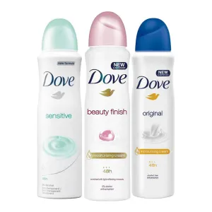 Dove Sensitive, Beauty Finish, Original Pack of 3 Deodorant Sprays For Women